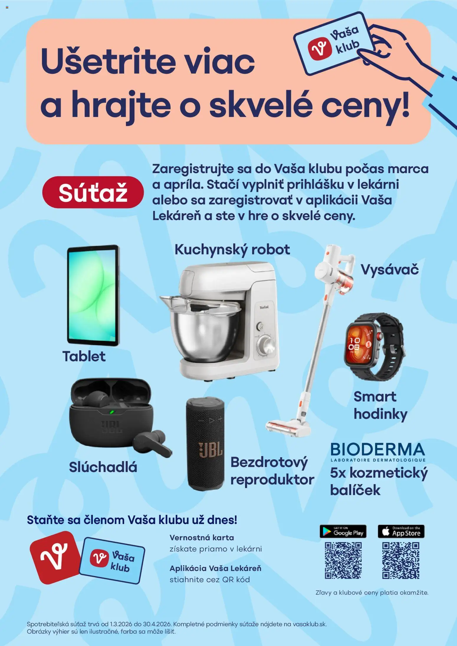 Nové Vaša lekáreň akcie – leták je platný od 01.04.2026 | Strana: 24 | Produkty: Tablet, Kuchynský robot, Smart hodinky, Hodinky