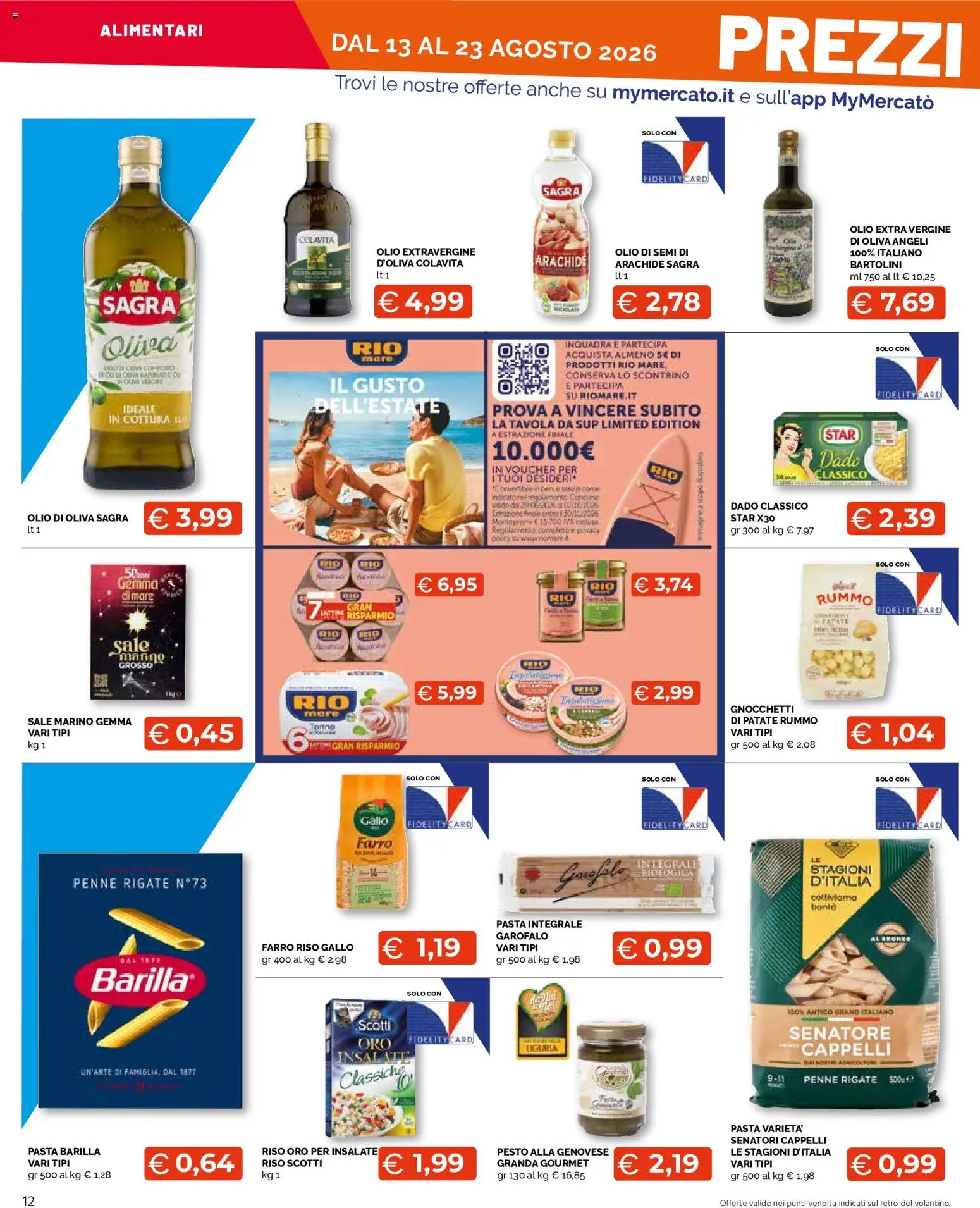 Volantino Mercatò del 13/08/2026 | Pagina: 12 | Prodotti: Sale, Olio, Gnocchetti, Farro