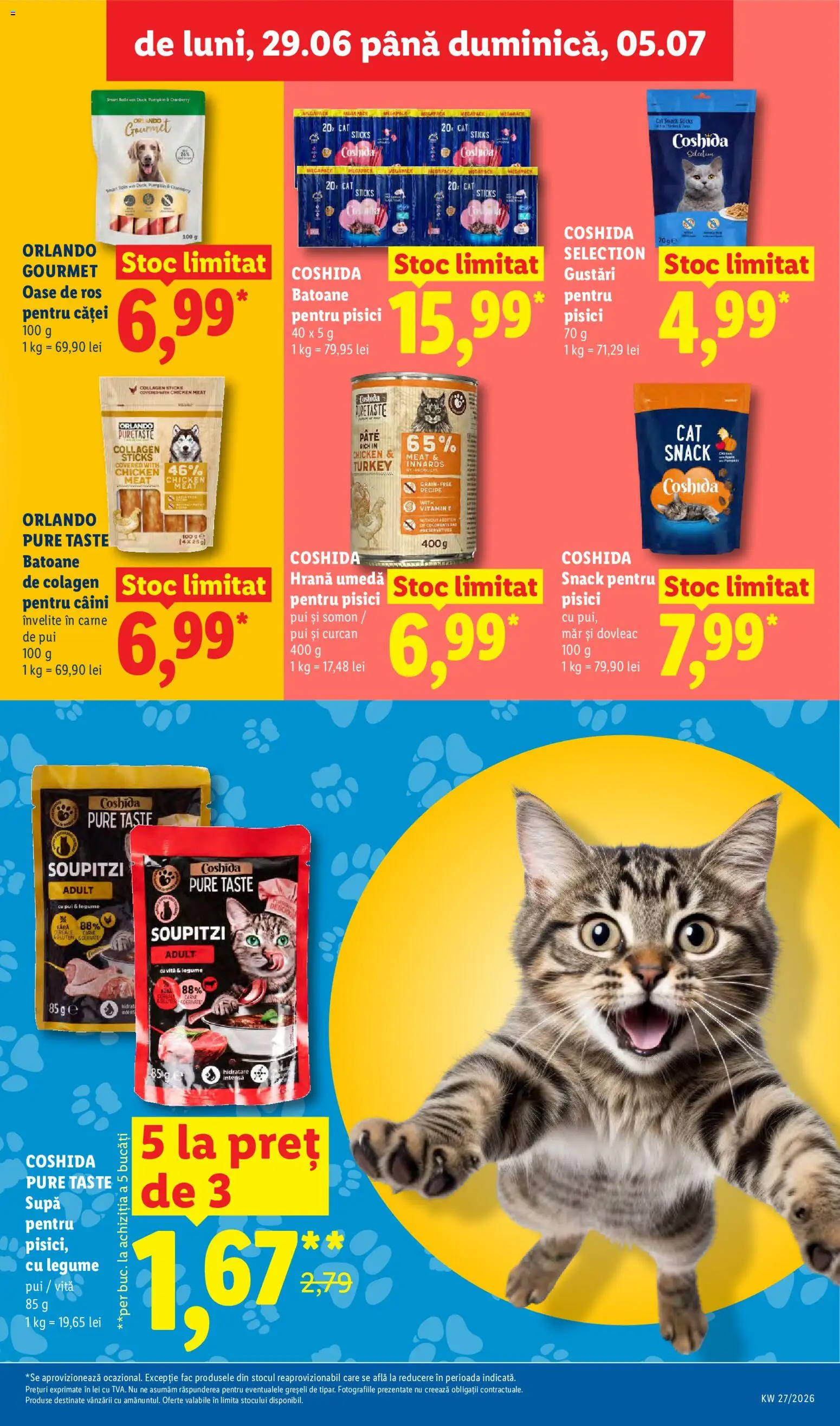 Noul catalog Lidl – valabil de la 29.06.2026 | Pagină: 41 | Produse: Hacıyatmaz Kedi Oyuncağı, Pate, Carne De Pui, Legume
