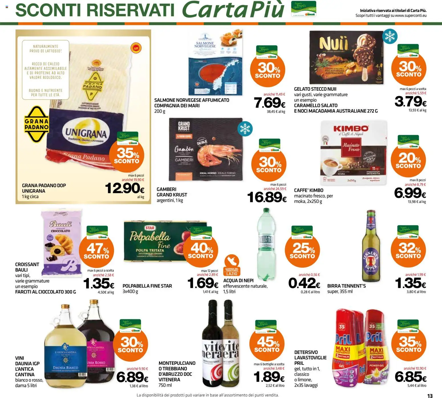 Volantino Superconti del 07.05.2026 | Pagina: 13 | Prodotti: Birra, Salmone, Gelato, Acqua