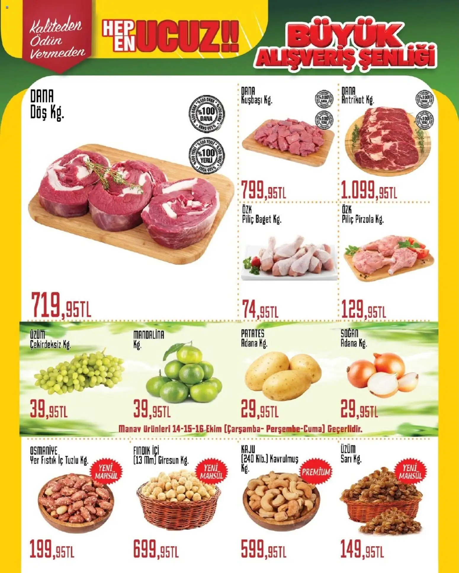 Özkuruşlar Katalog - 14 Ekim 2026 tarihinden itibaren geçerlidir | Sayfa: 2 | Ürünler: Fıstık, Patates, Soğan, Üzüm