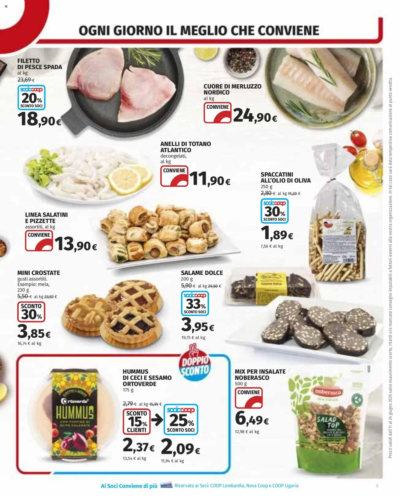 Volantino COOP del 11.06.2026 | Pagina: 9 | Prodotti: Salatini, Merluzzo, Data, Totano