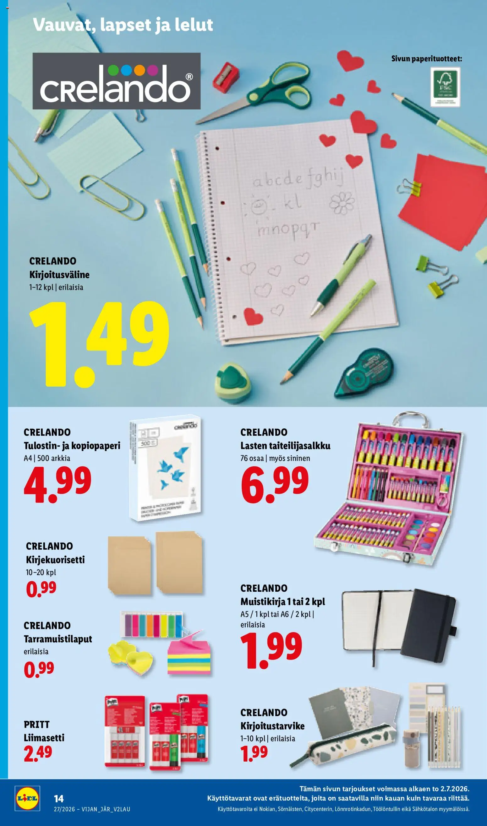 Lidl tarjoukset - Tampere – voimassa 02/07/2026 alkaen | Sivu: 20 | Tuotteet: Muistikirja, Tulostin