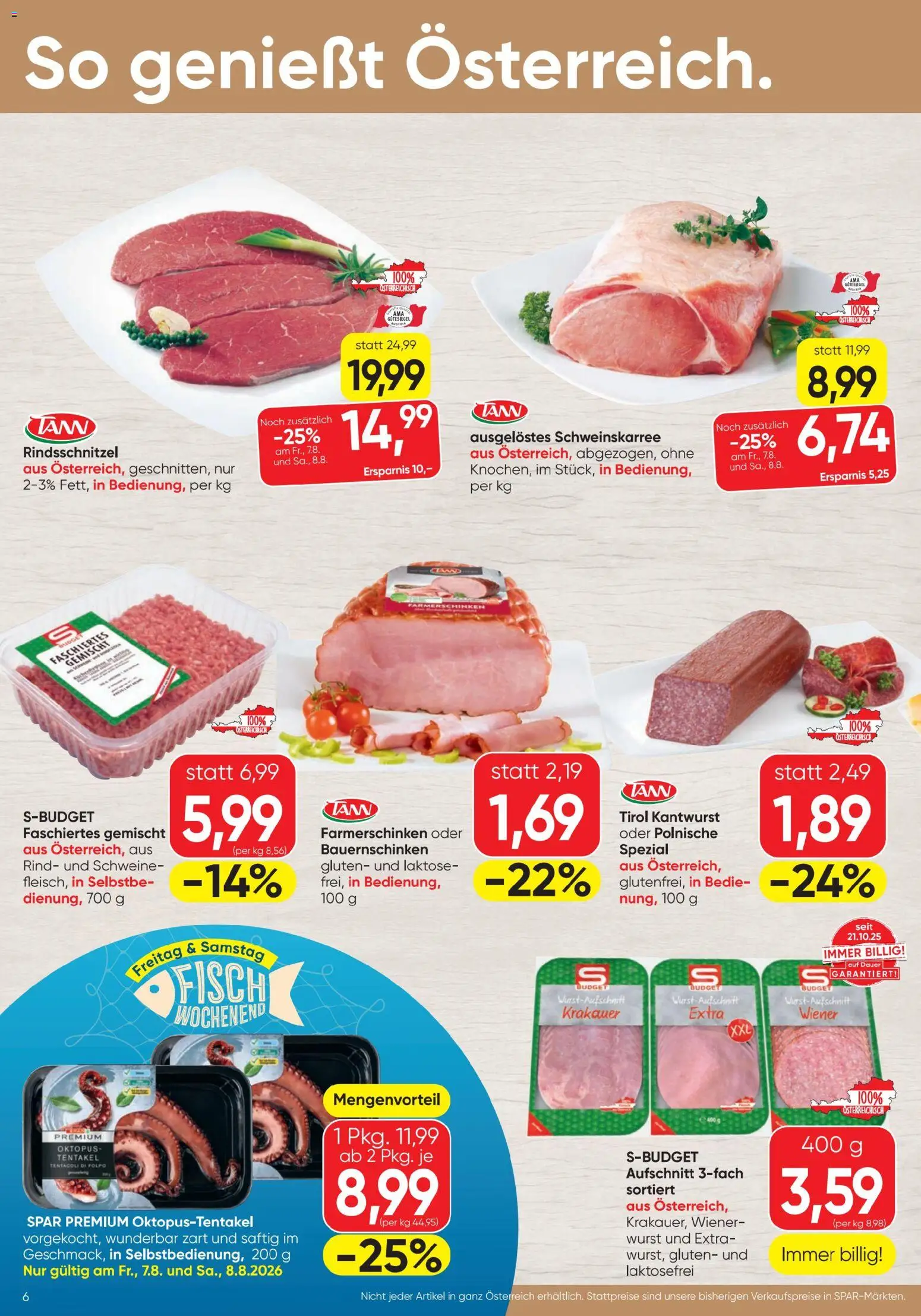 Spar - Flugblatt gültig ab 06.08.2026 | Seite: 6 | Produkte: Wurst, Fisch