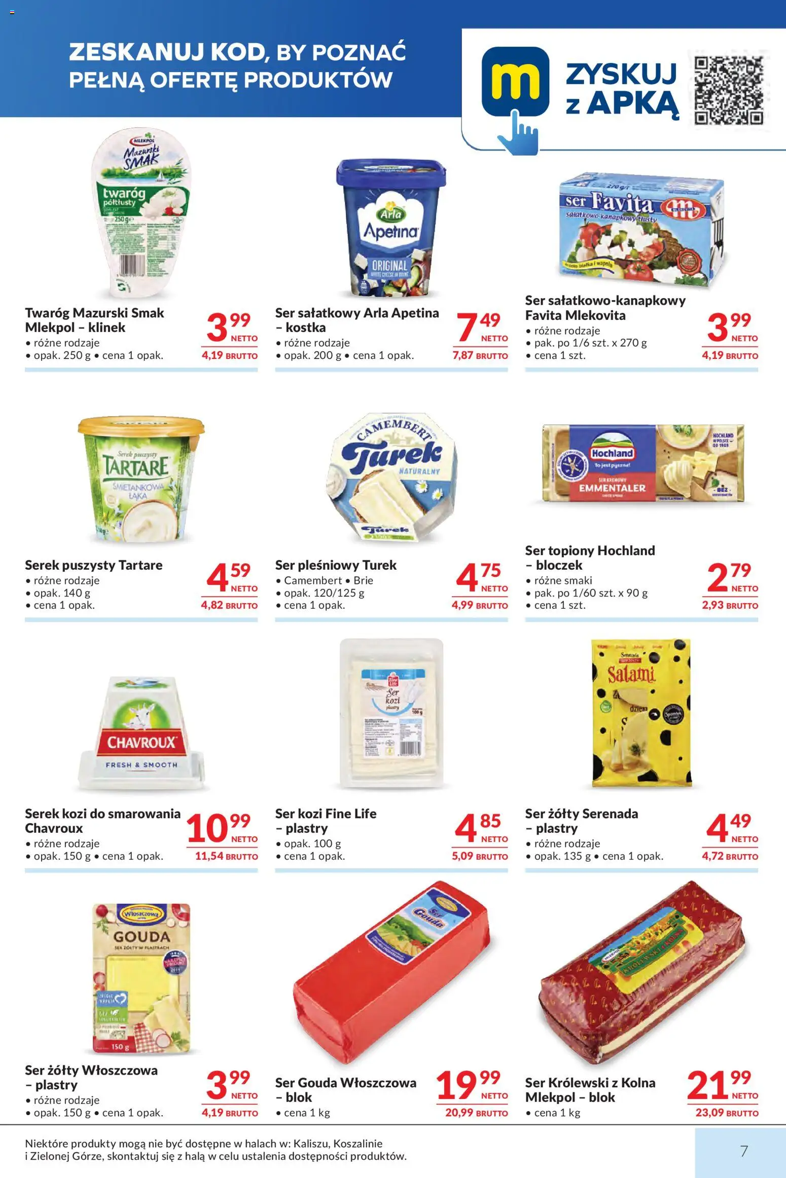 Makro gazetka od 21.07.2026 | Strona: 7 | Produkty: Ser pleśniowy, Ser kozi, Salami, Ser gouda