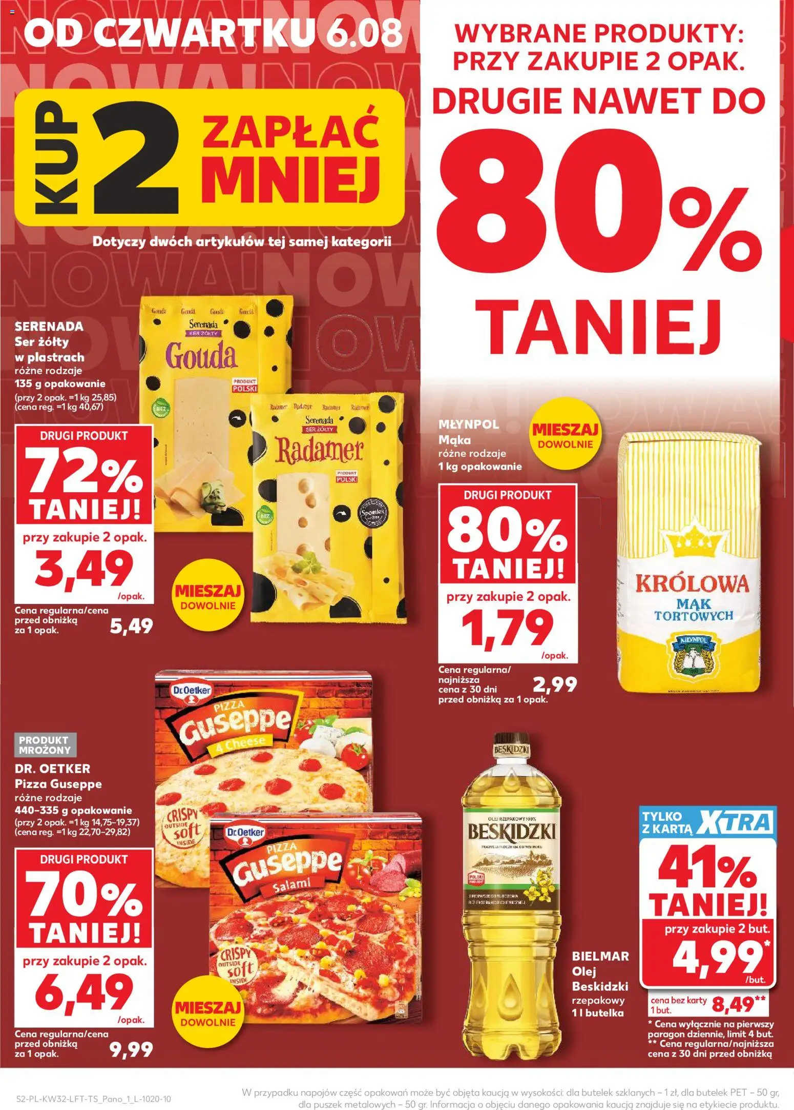 Kaufland gazetka od 06.08.2026 | Strona: 2 | Produkty: Ser żółty, Pizza guseppe, Pizza, Mąka