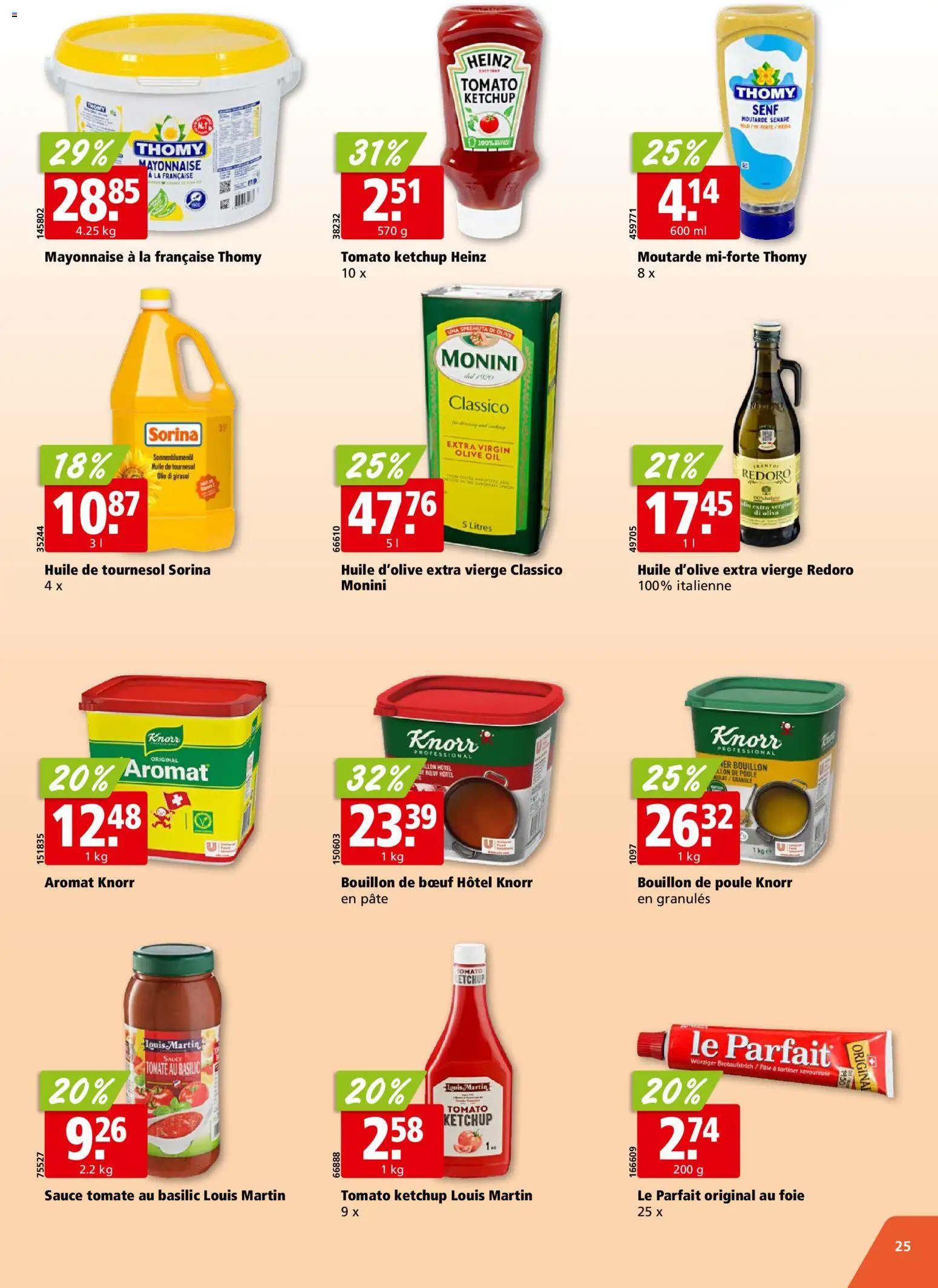 Aligro aktionen Chavannes, Matran, Genève, Sion – gültig ab 26.10.2026 | Seite: 25 | Produkte: Ketchup, Mayonnaise