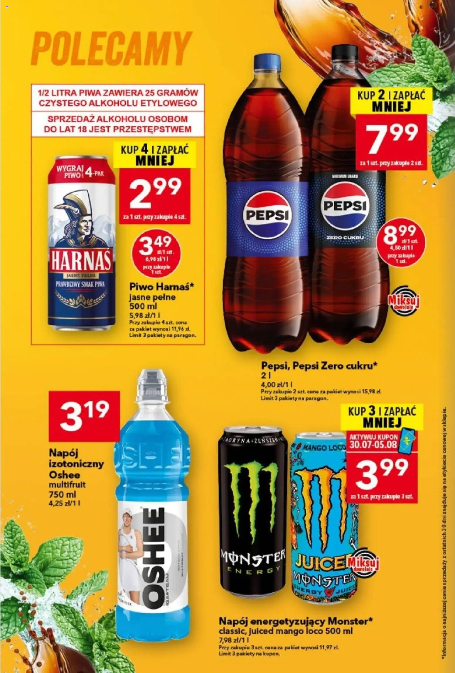 Lewiatan gazetka od 30.07.2026 | Strona: 8 | Produkty: Pepsi, Oshee, Harnaś, Pepsi Zero