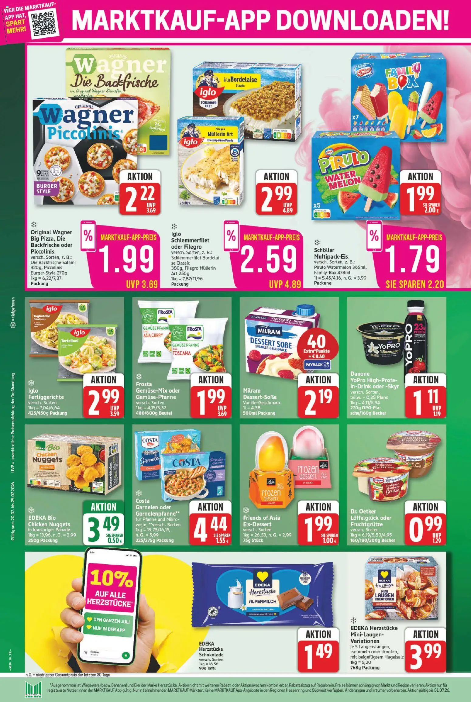 Marktkauf Prospekt – gültig ab 20.07.2026 | Seite: 10 | Produkte: Garnelen, Pudding, Piccolinis, Iglo schlemmerfilet