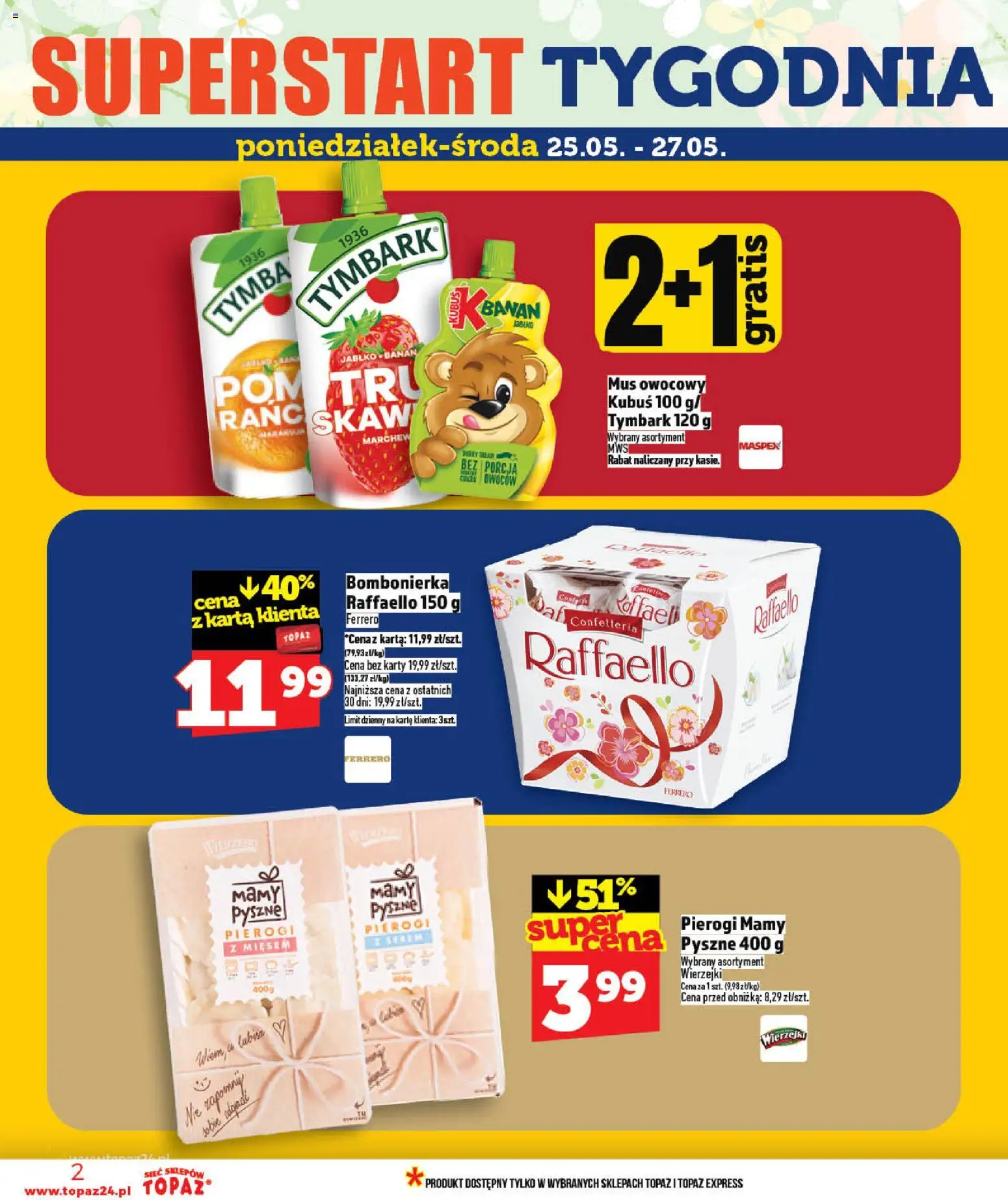 Topaz gazetka - MAZ od 21.05.2026 | Strona: 2 | Produkty: Karta, Pierogi, Bombonierka