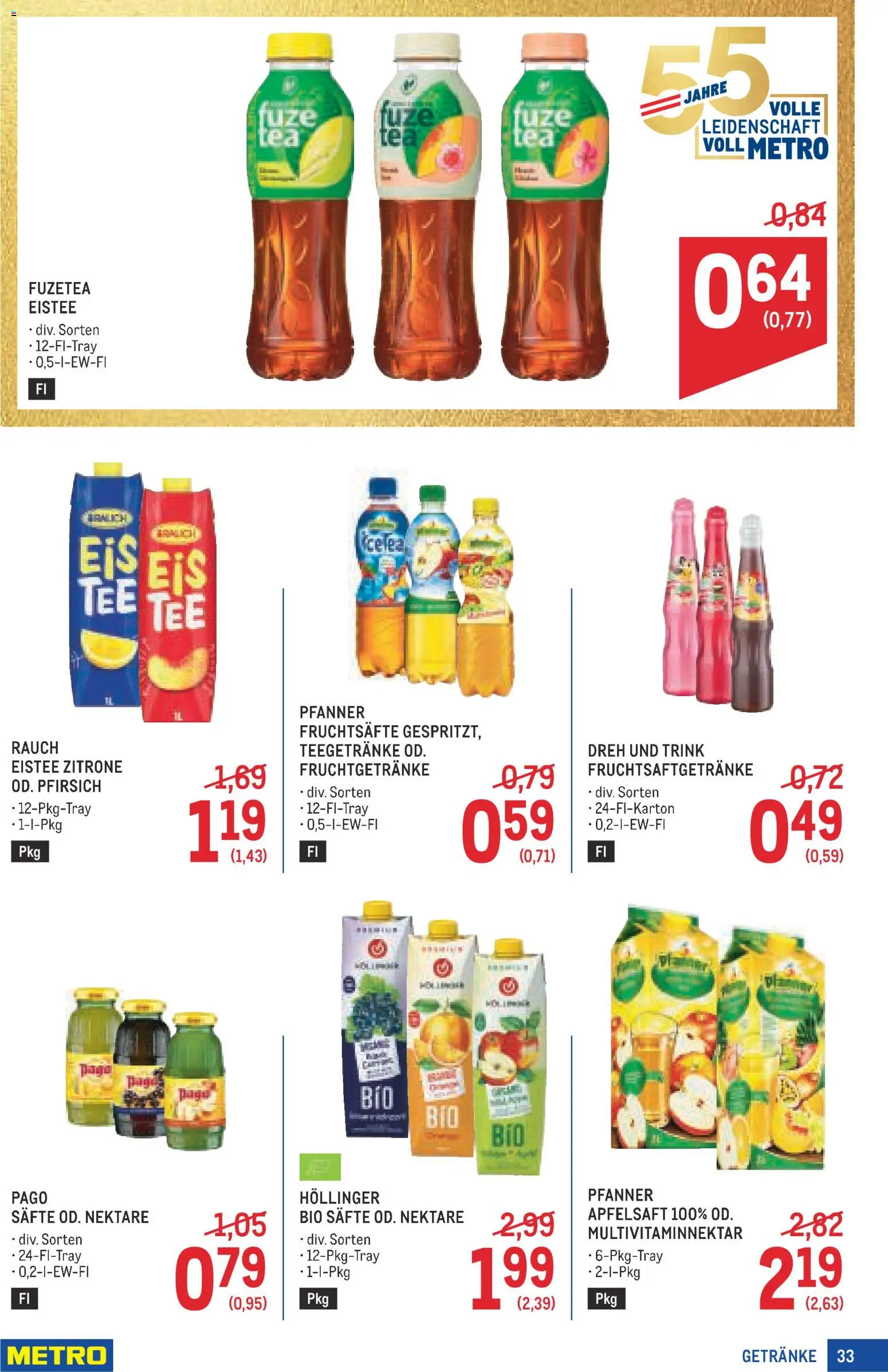 Metro angebote Profi gültig ab 29.10.2026 | Seite: 33 | Produkte: Getränke, Zitrone, Pfirsich, Apfelsaft