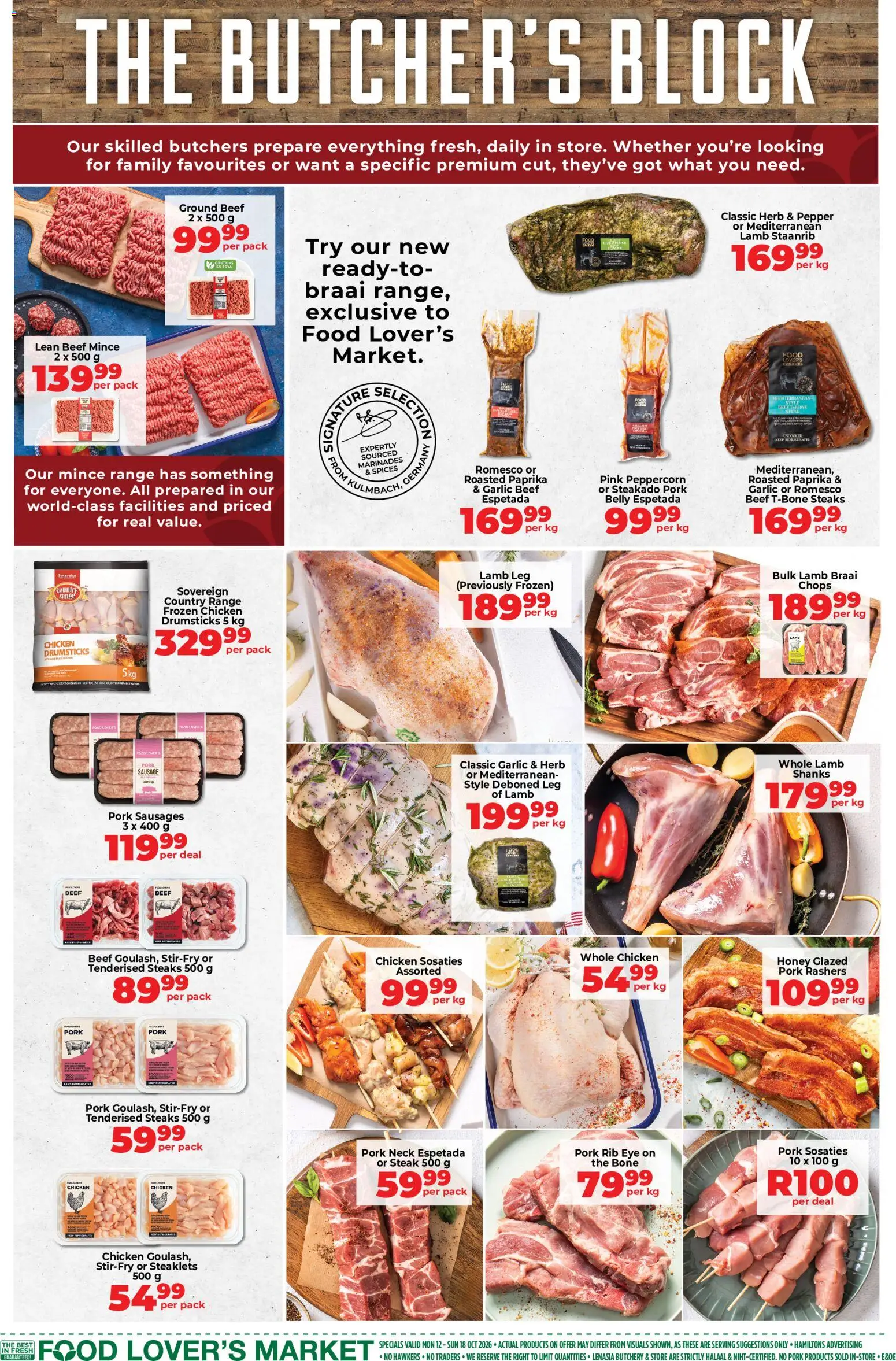 New Food Lover's Market catalogue – valid from 12/10/2026 | Page: 3 | Products: Steak, Frozen chicken, Spices, Pepper