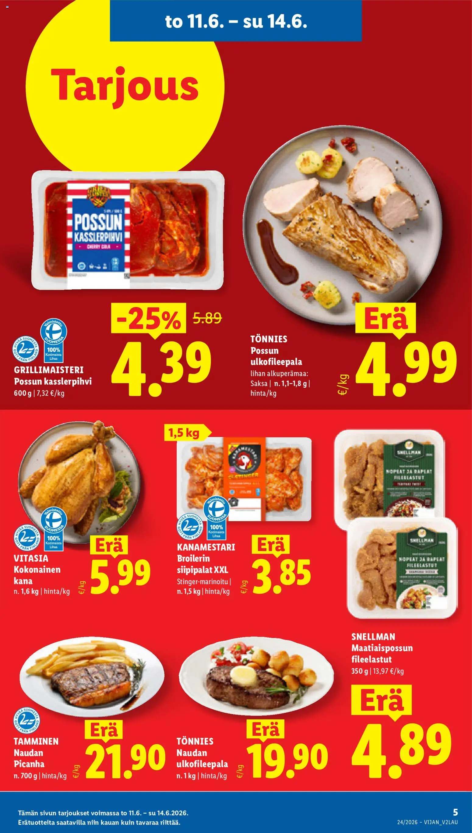 Lidl tarjoukset - Rovaniemi – voimassa 11.06.2026 alkaen | Sivu: 5 | Tuotteet: Kokonainen, Kana
