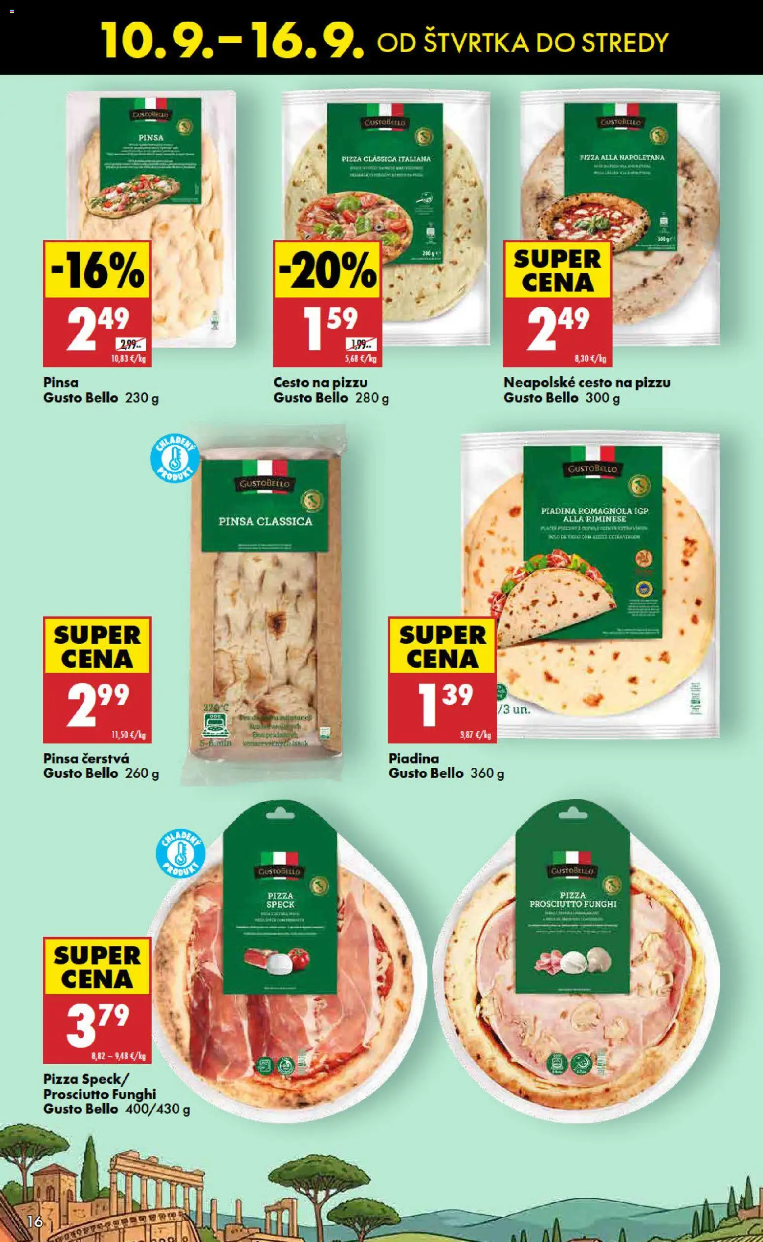 Nové Biedronka akcie – leták je platný od 10.09.2026 | Strana: 16 | Produkty: Pizza, Cesto, Prosciutto