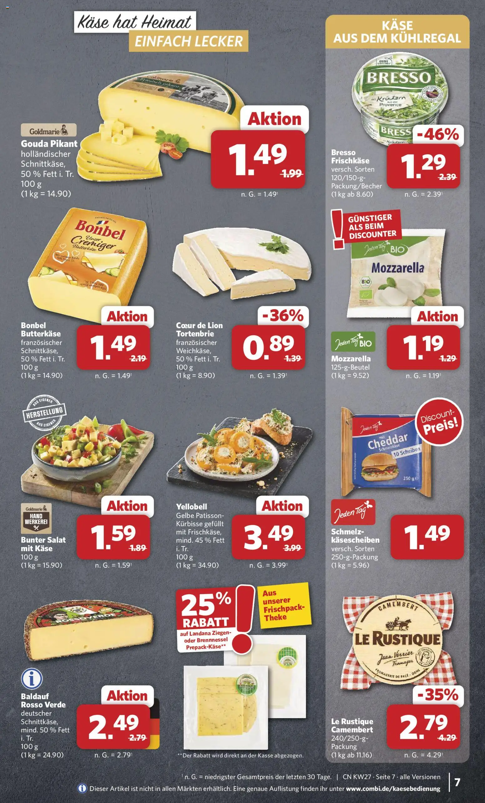 Combi Prospekt – gültig ab 29.06.2026 | Seite: 7 | Produkte: Käse, Theke, Bresso, Salat