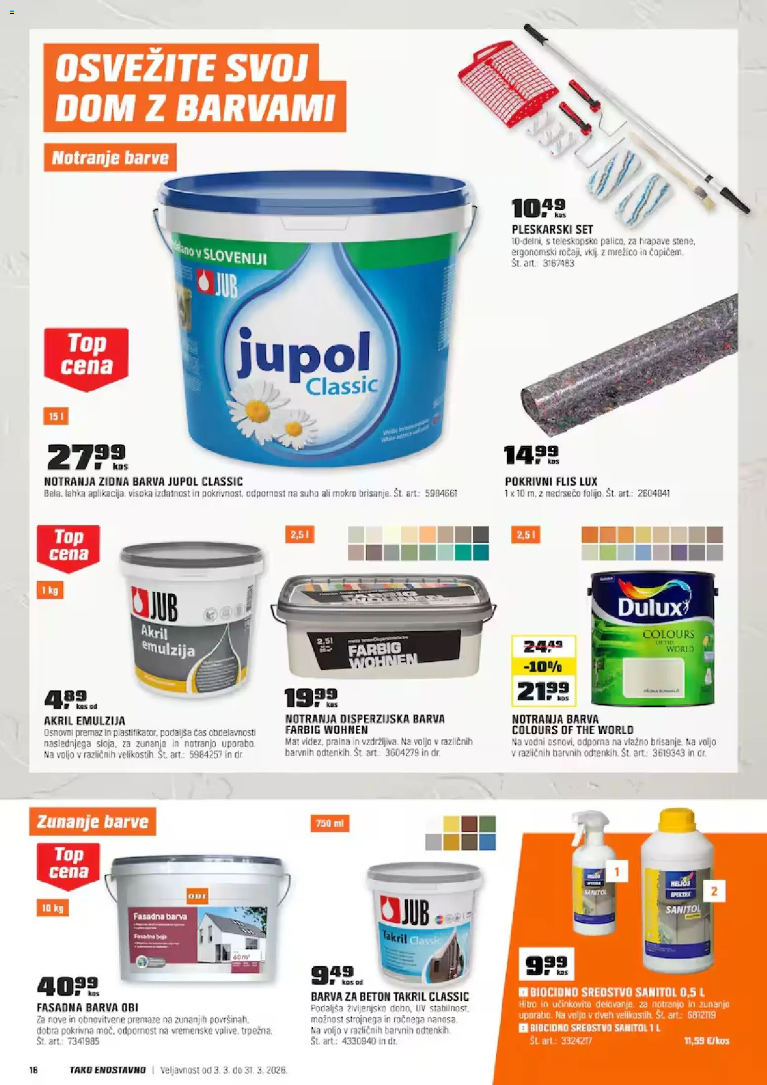 Novi OBI katalog ponudbe – veljaven od 03.03.2026 | Stran: 16 | Izdelki: Kos, Barva, Beton