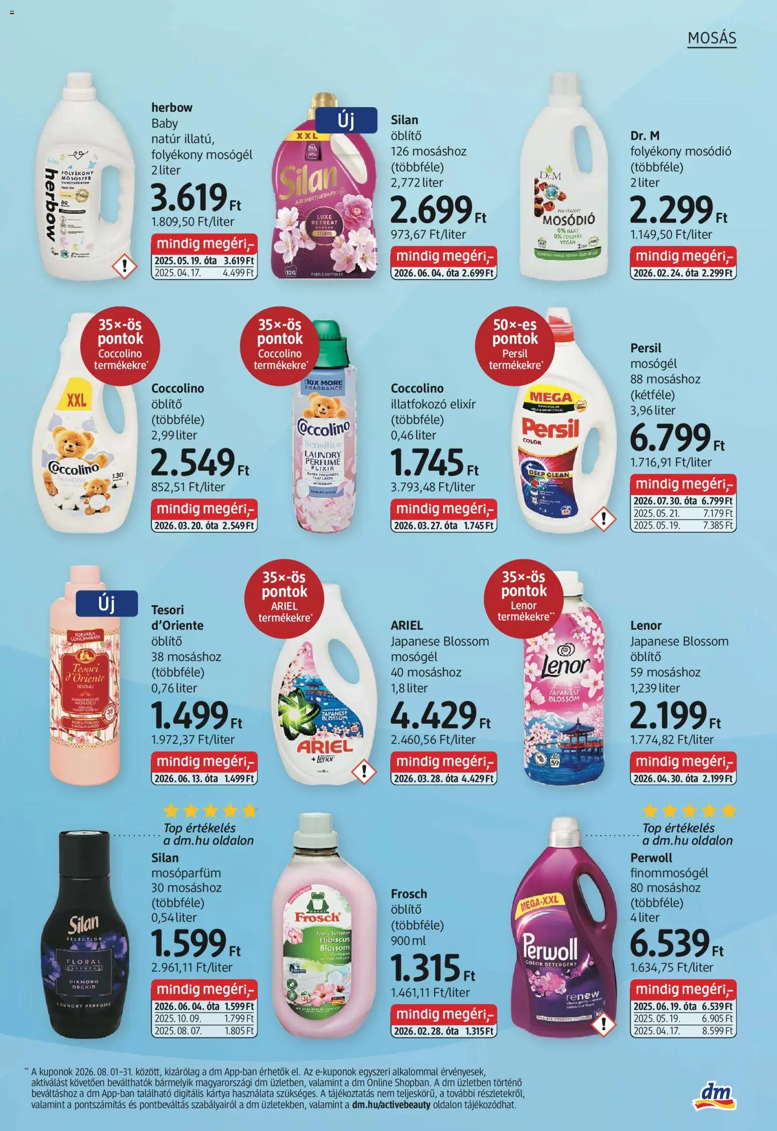 DM Drogerie Markt akciós ujság - amely érvényes a következő dátumtól: 2026.07.30. | Oldal: 21 | Termékek: Ariel, Coccolino, Öblítő, Vegán