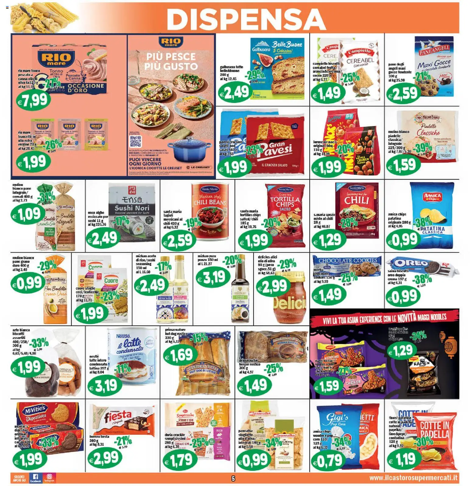 Volantino Il Castoro del 14/10/2026 | Pagina: 5 | Prodotti: Fagioli, Verdure, Latte, Cacao