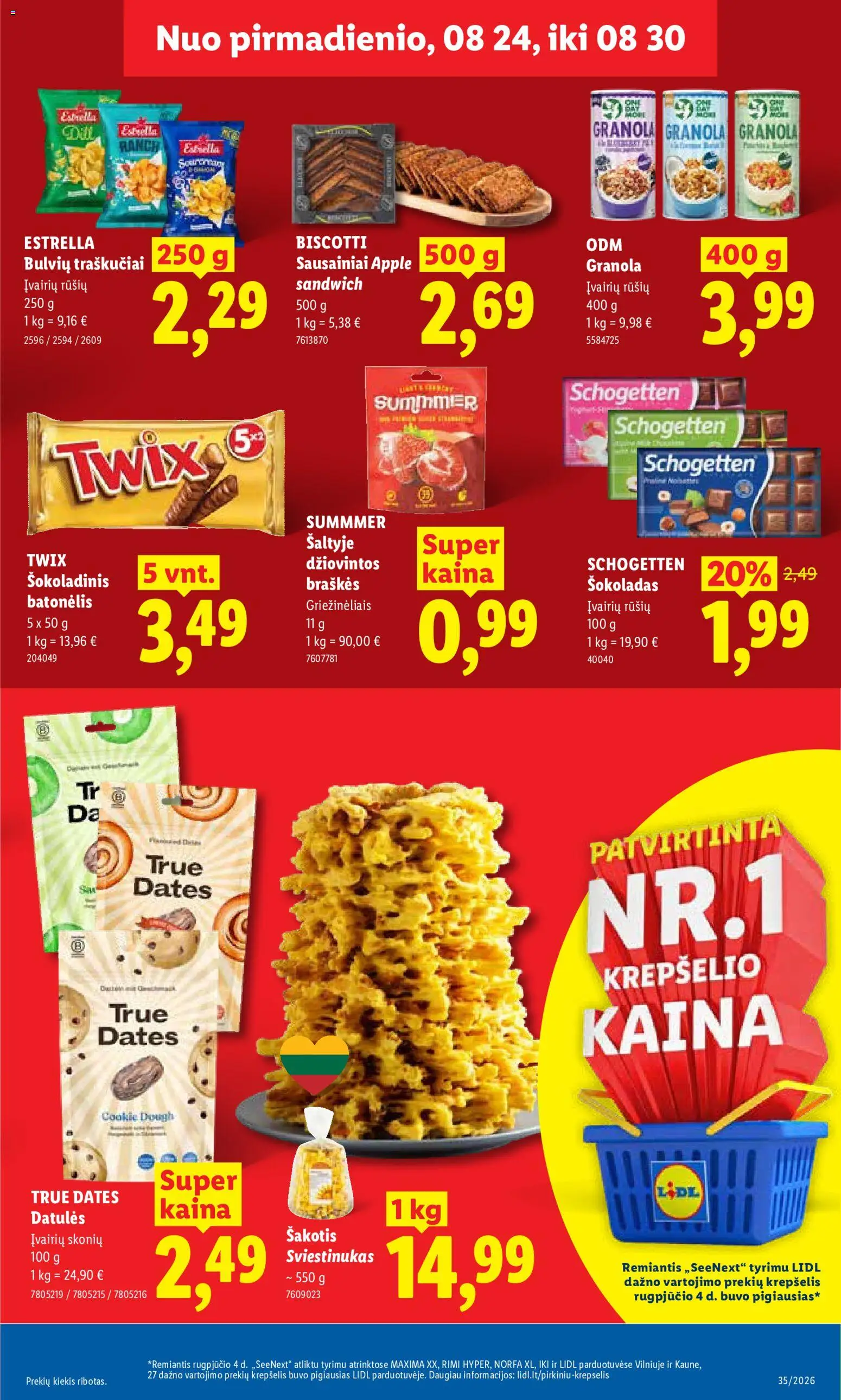 LIDL akcijos nuo 2026.08.24 | Puslapis: 13 | Prekių: Sausainiai, Šokoladas, Krepšelis, Braškės
