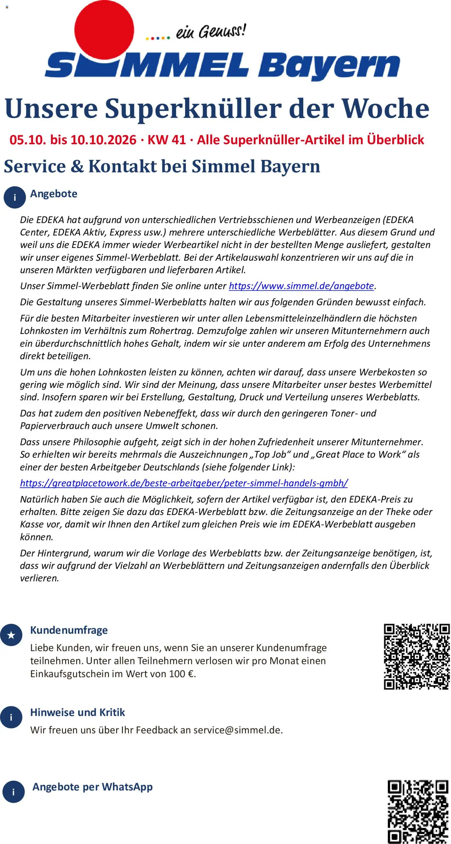 Simmel Bayern – gültig ab 05.10.2026 | Seite: 1 | Produkte: Toner, Theke