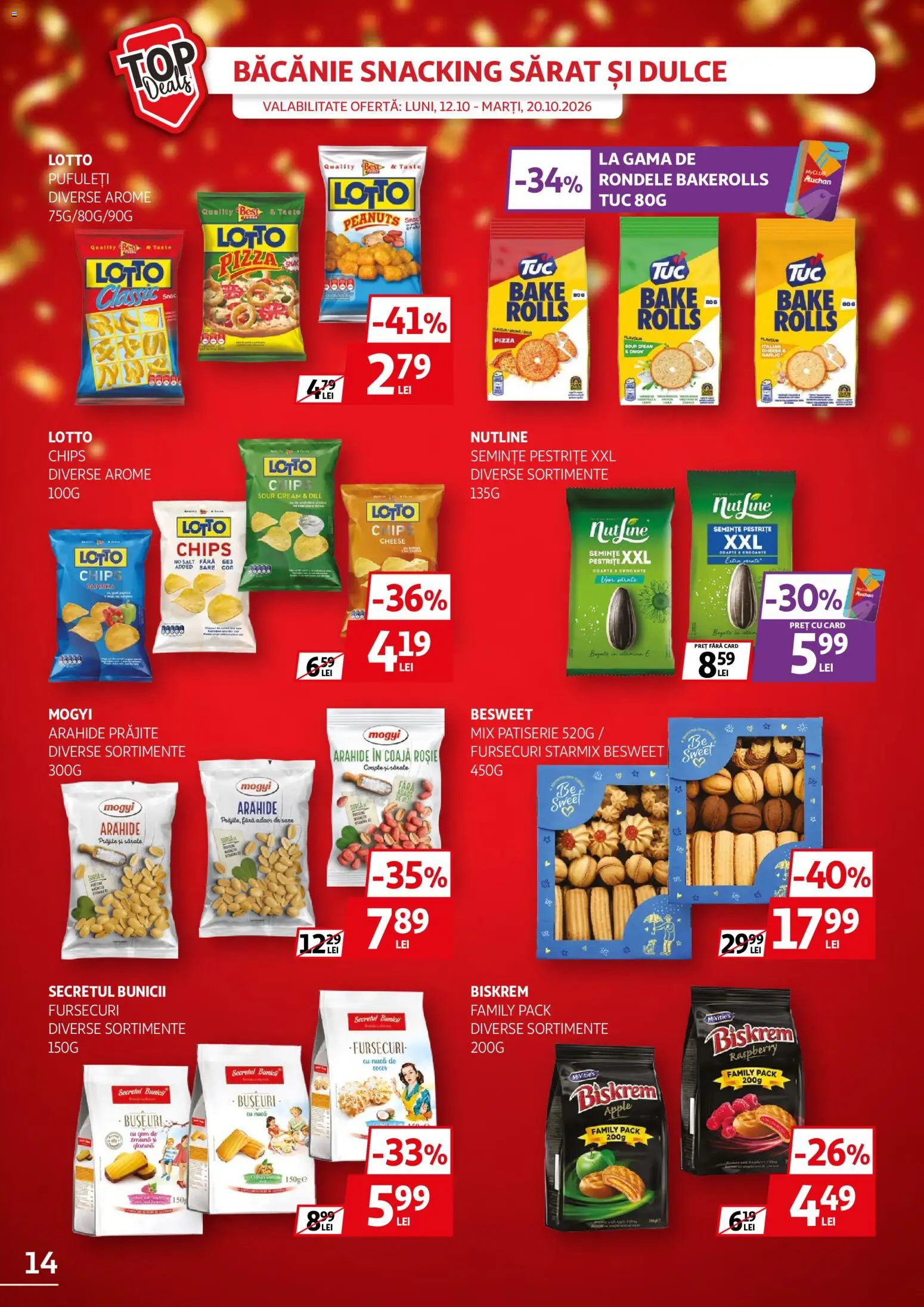 Noul catalog Auchan – valabil de la 12.10.2026 | Pagină: 14 | Produse: Best, Arahide, Apple, Pufuleți
