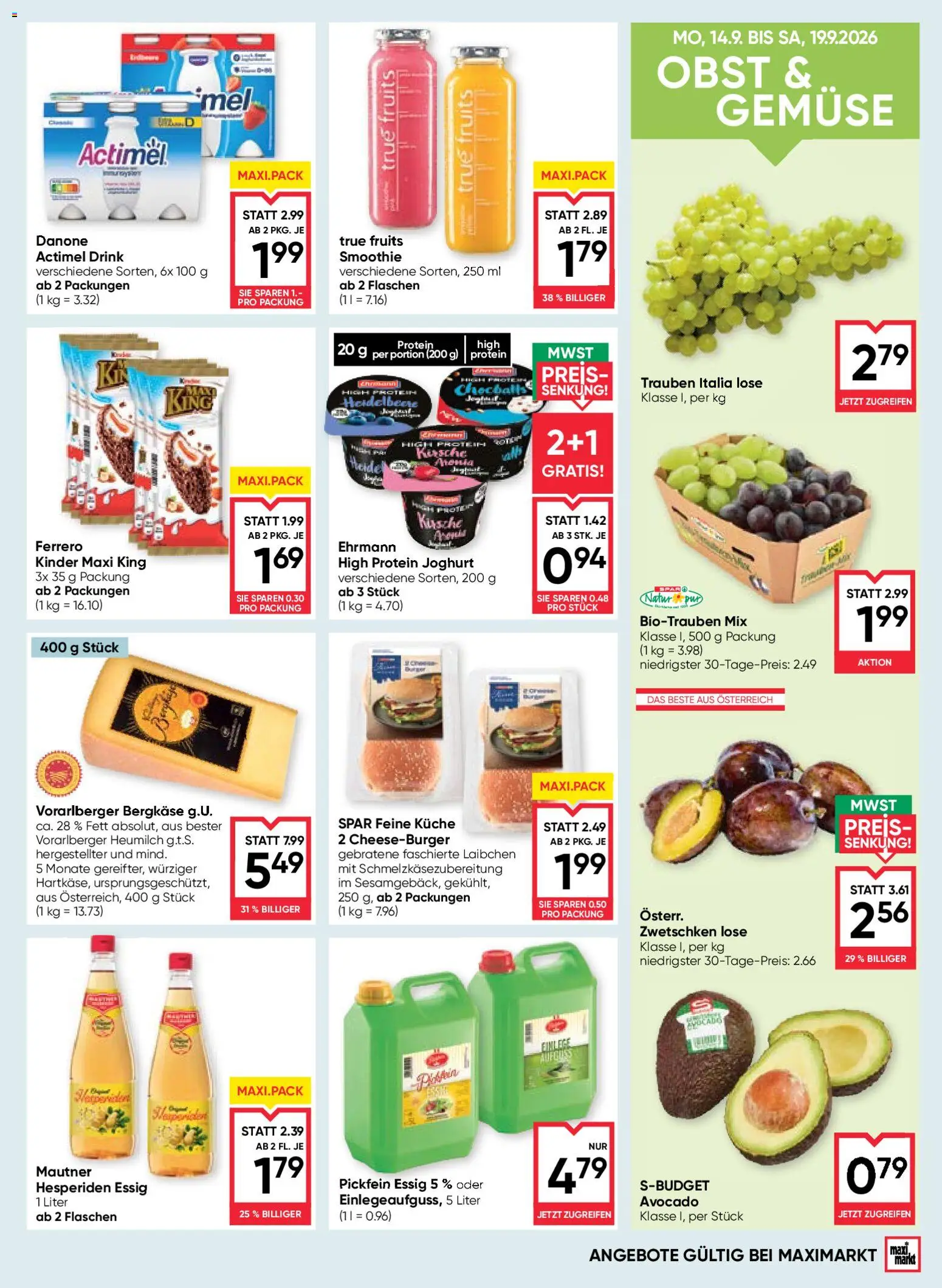 Maximarkt Flugblatt gültig ab 17.09.2026 | Seite: 9 | Produkte: Avocado, Gemüse, Obst, Joghurt