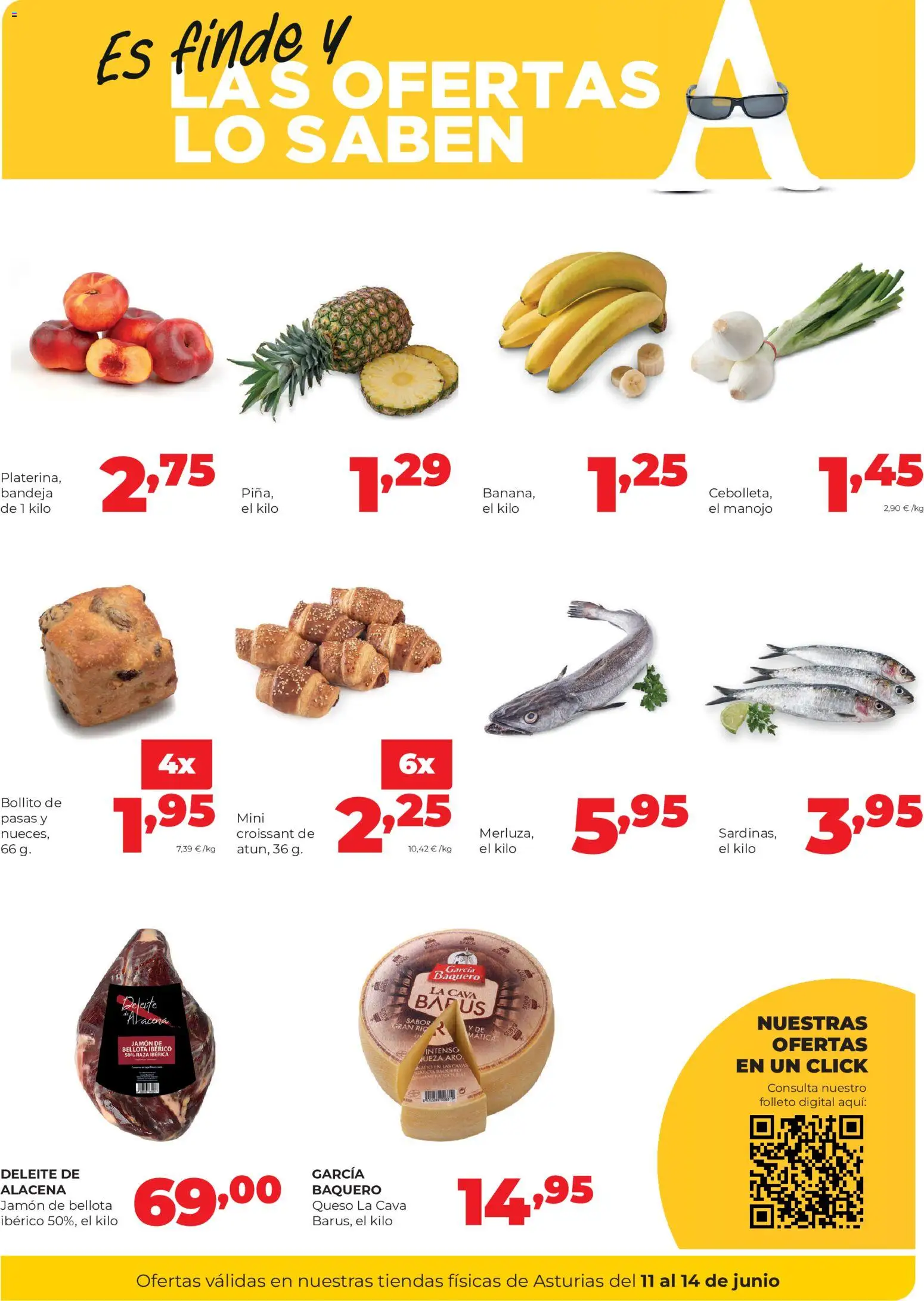 Alimerka Fin de semana │ válido desde el 11.06.2026 | Página: 2 | Productos: Queso, Jamón, Croissant, Bandeja