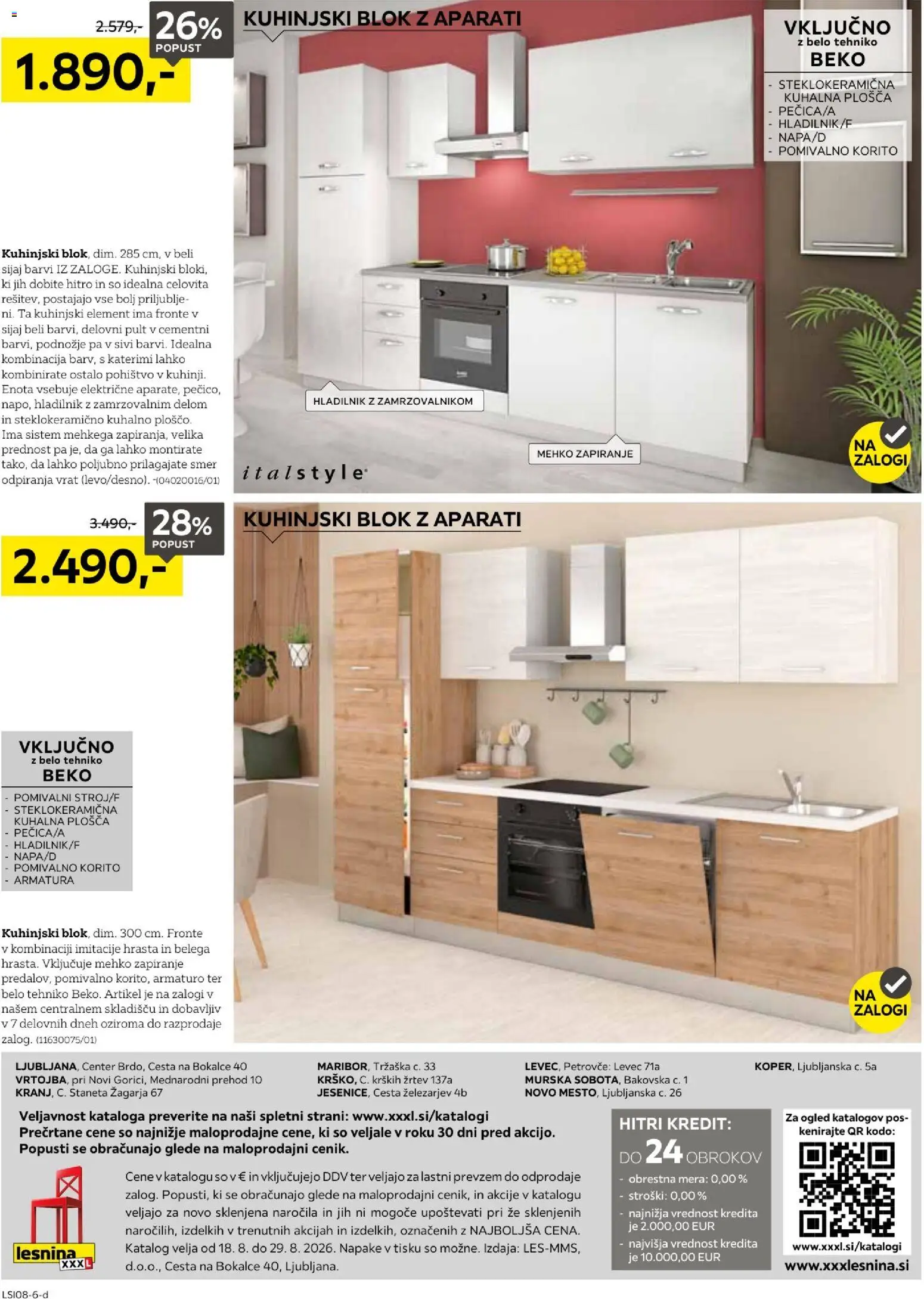 Novi XXXL Lesnina katalog ponudbe – veljaven od 18.08.2026 | Stran: 12 | Izdelki: Hladilnik, Kuhalna plosca, Pomivalno korito, Blok