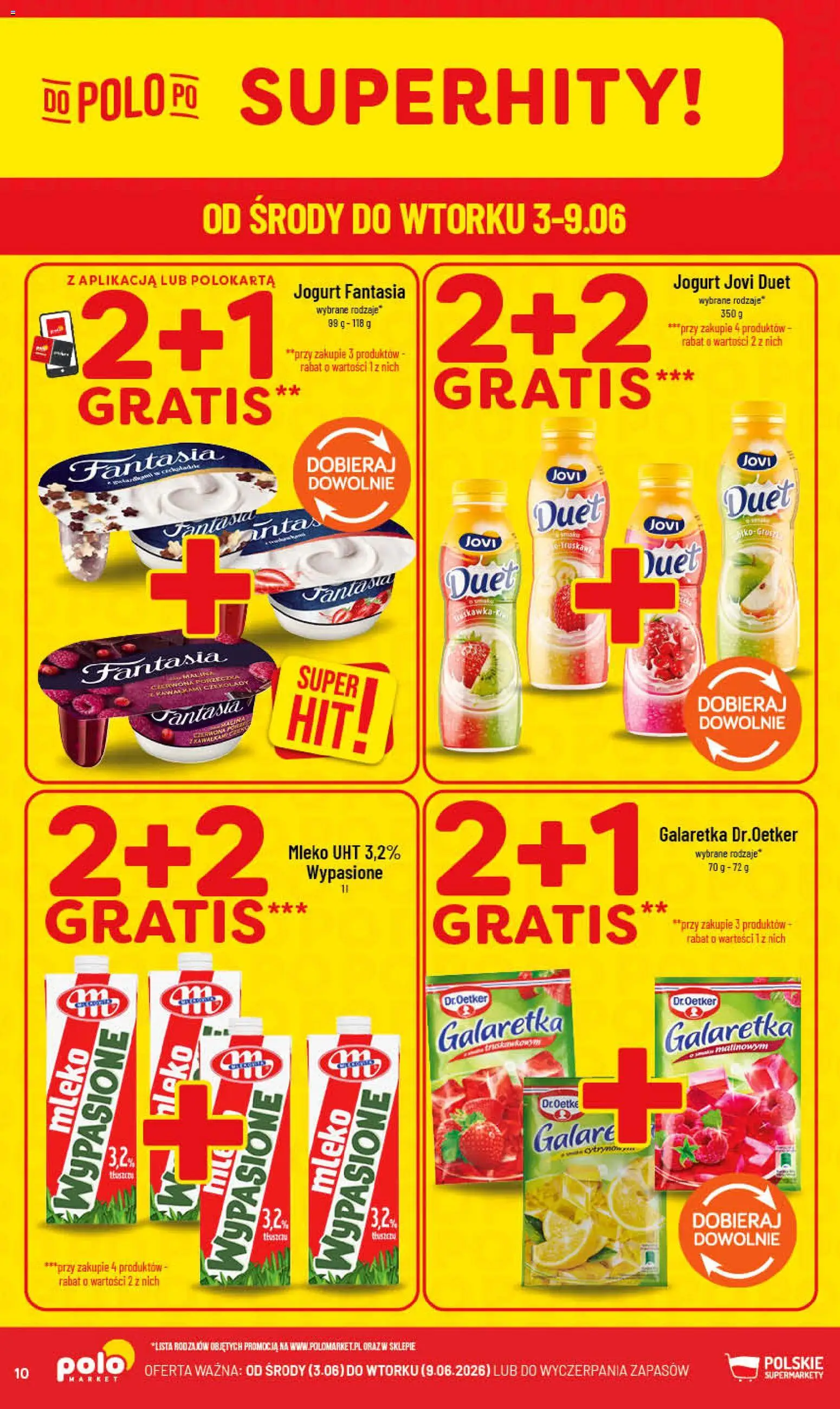 POLOmarket gazetka od 03.06.2026 | Strona: 10 | Produkty: Galaretka, Mleko, Jogurt