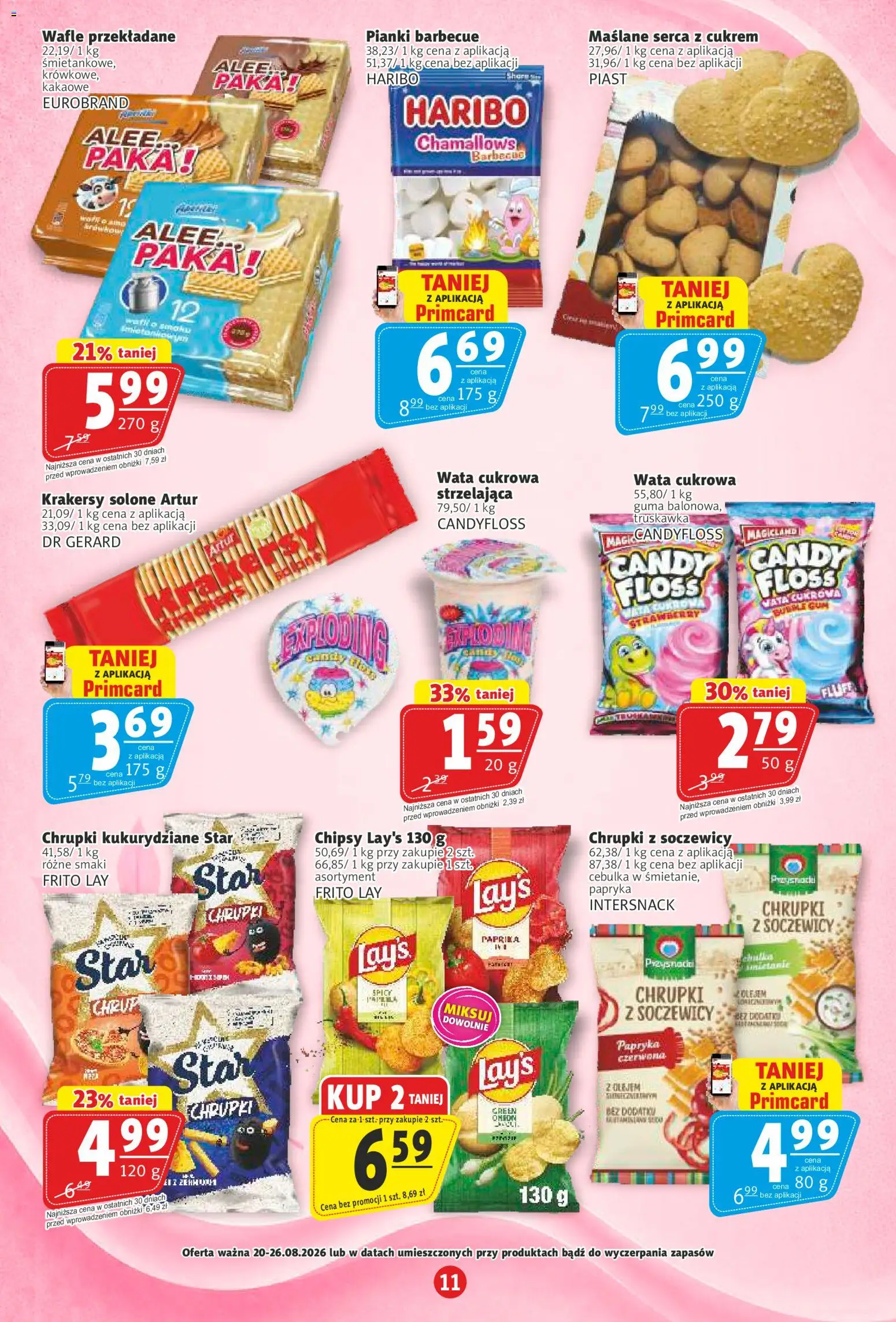 Prim Market gazetka od 20.08.2026 | Strona: 11 | Produkty: Wata, Chrupki kukurydziane, Papryka, Pianki