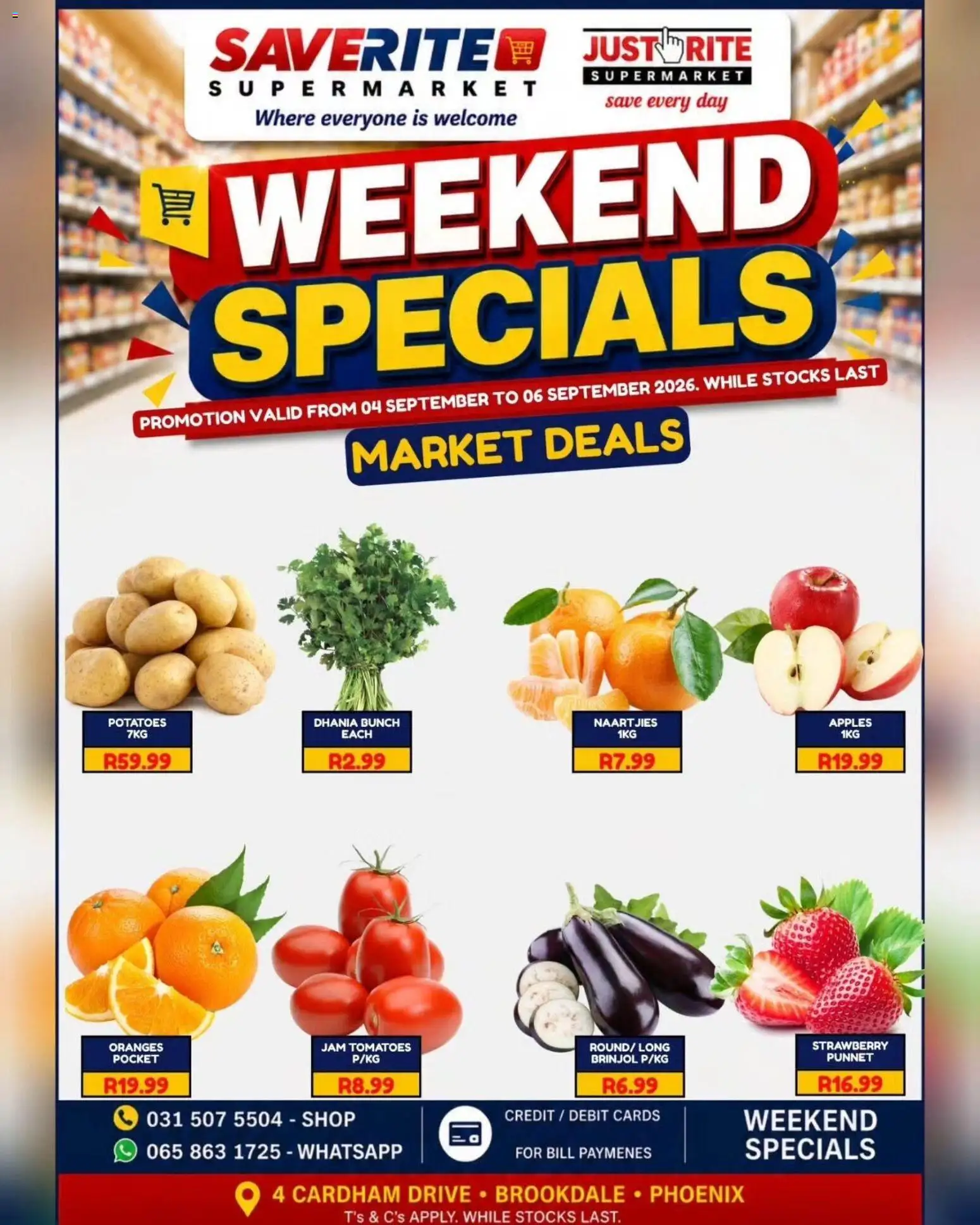 New Saverite catalogue – valid from 04/09/2026 | Page: 2 | Products: Jam, Oranges, Tomatoes, Potatoes