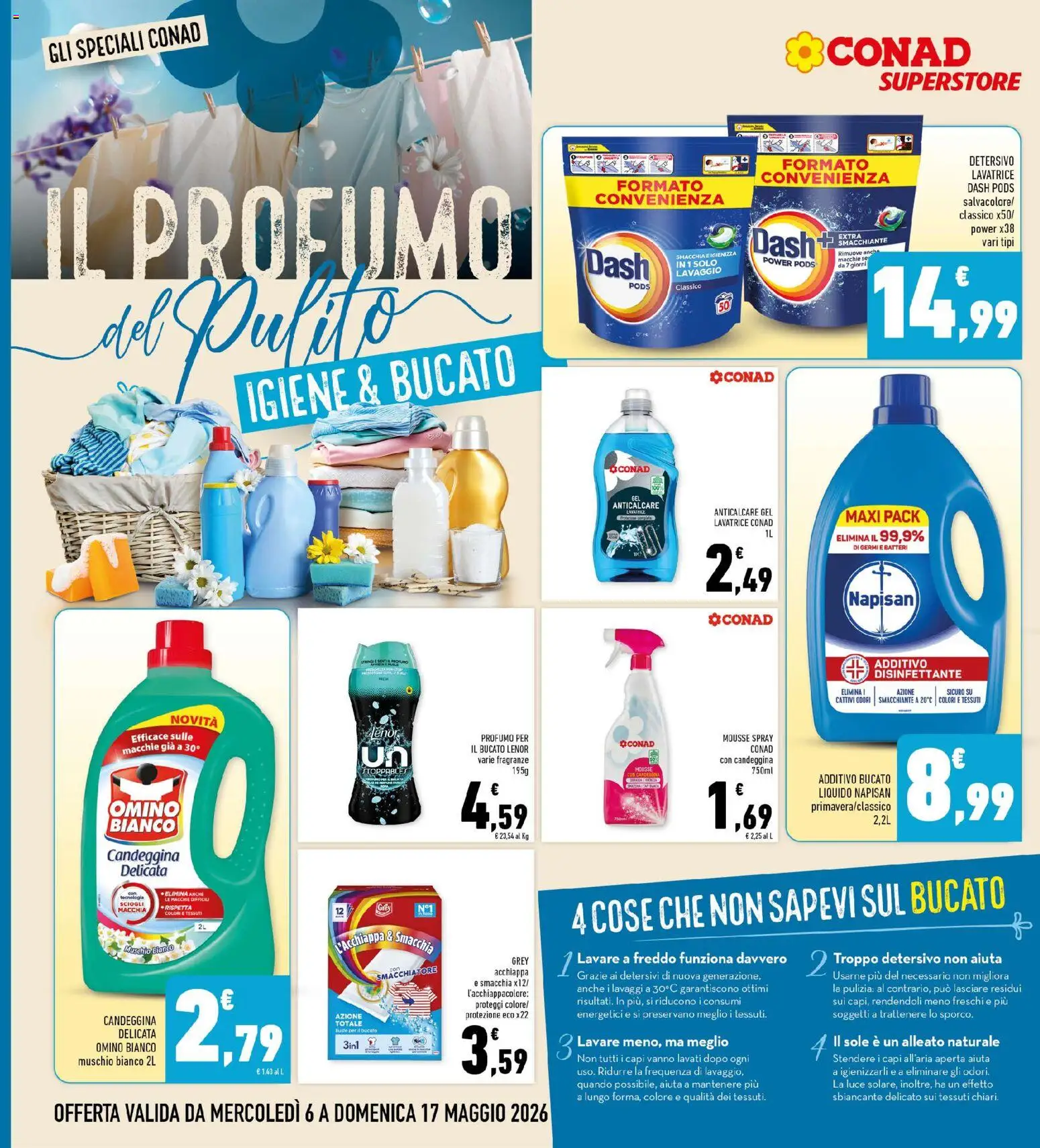 Volantino Conad del 06.05.2026 | Pagina: 28 | Prodotti: Smacchiatore, Candeggina, Anticalcare, Lavatrice