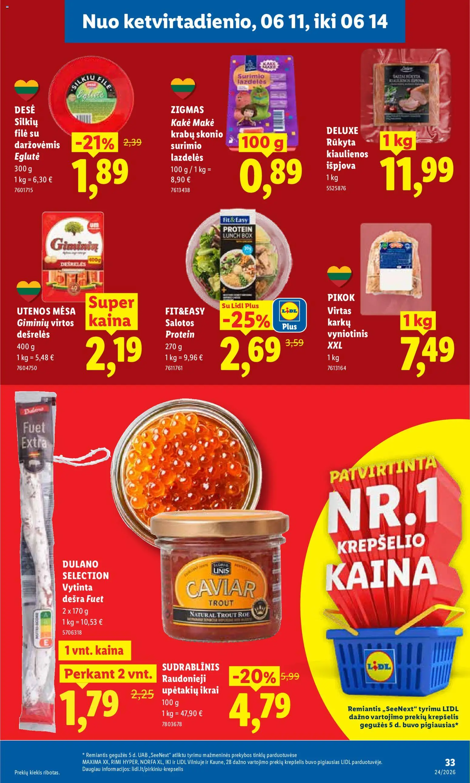 LIDL akcijos nuo 08.06.2026 | Puslapis: 31 | Prekių: Kiaulienos, Dešrelės, Dešra, Krepšelis