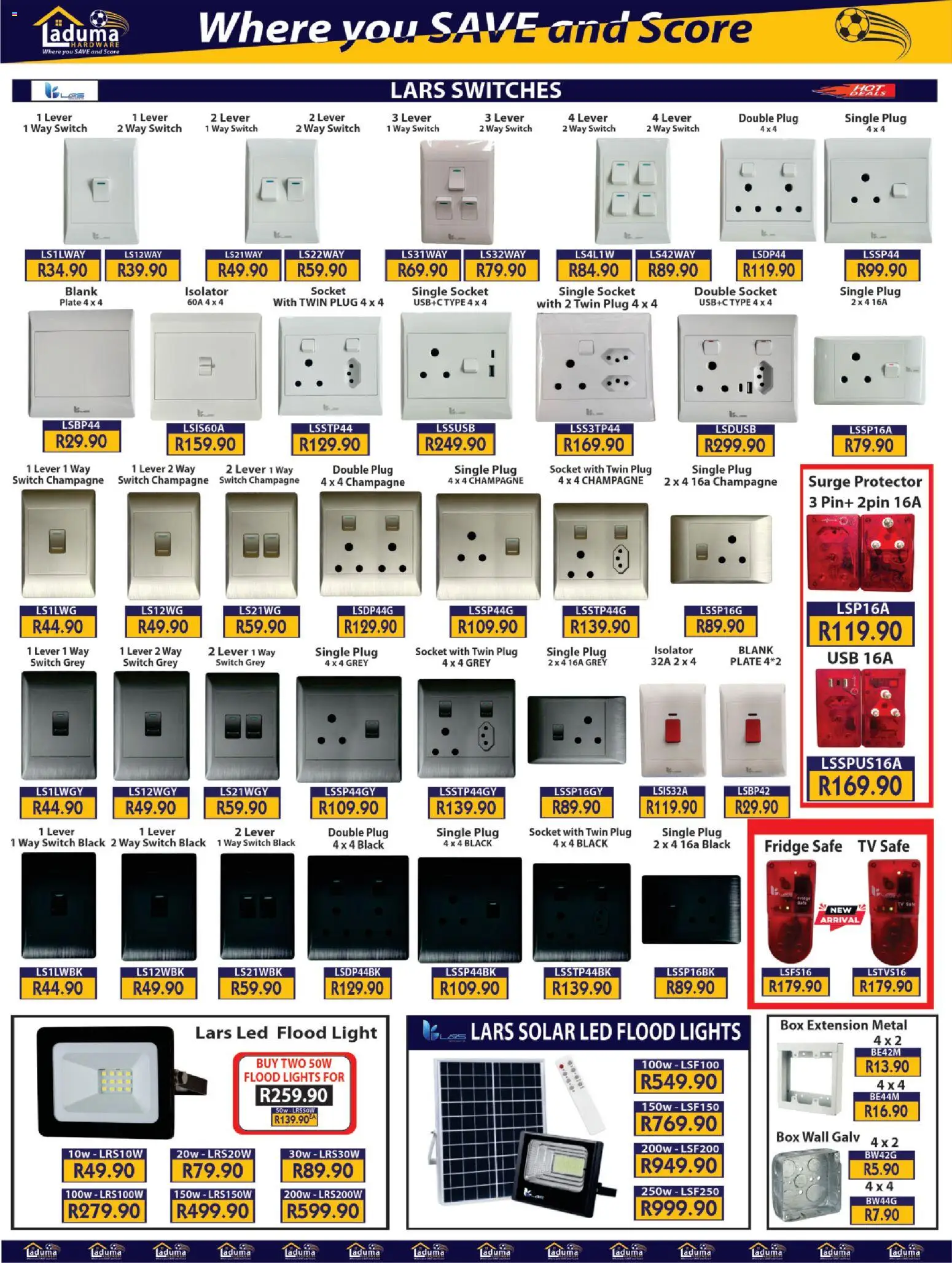 New Laduma Hardware catalogue – valid from 01.06.2026 | Page: 12 | Products: USB, TV, Surge protector, Box