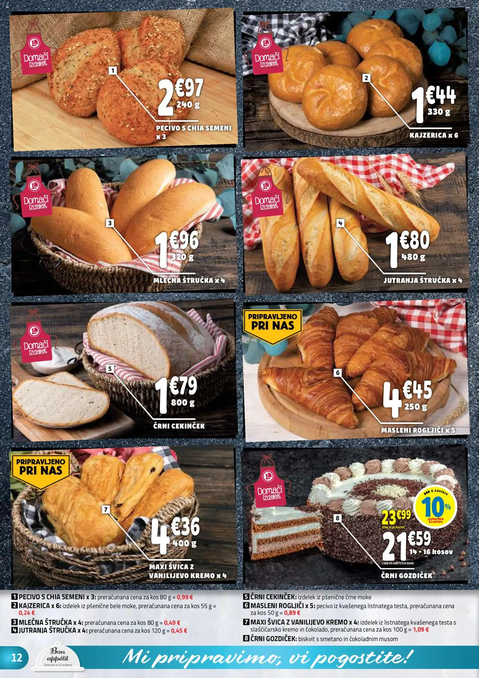 Novi E.leclerc katalog ponudbe – veljaven od 30.09.2026 | Stran: 12 | Izdelki: Štručka, Kos