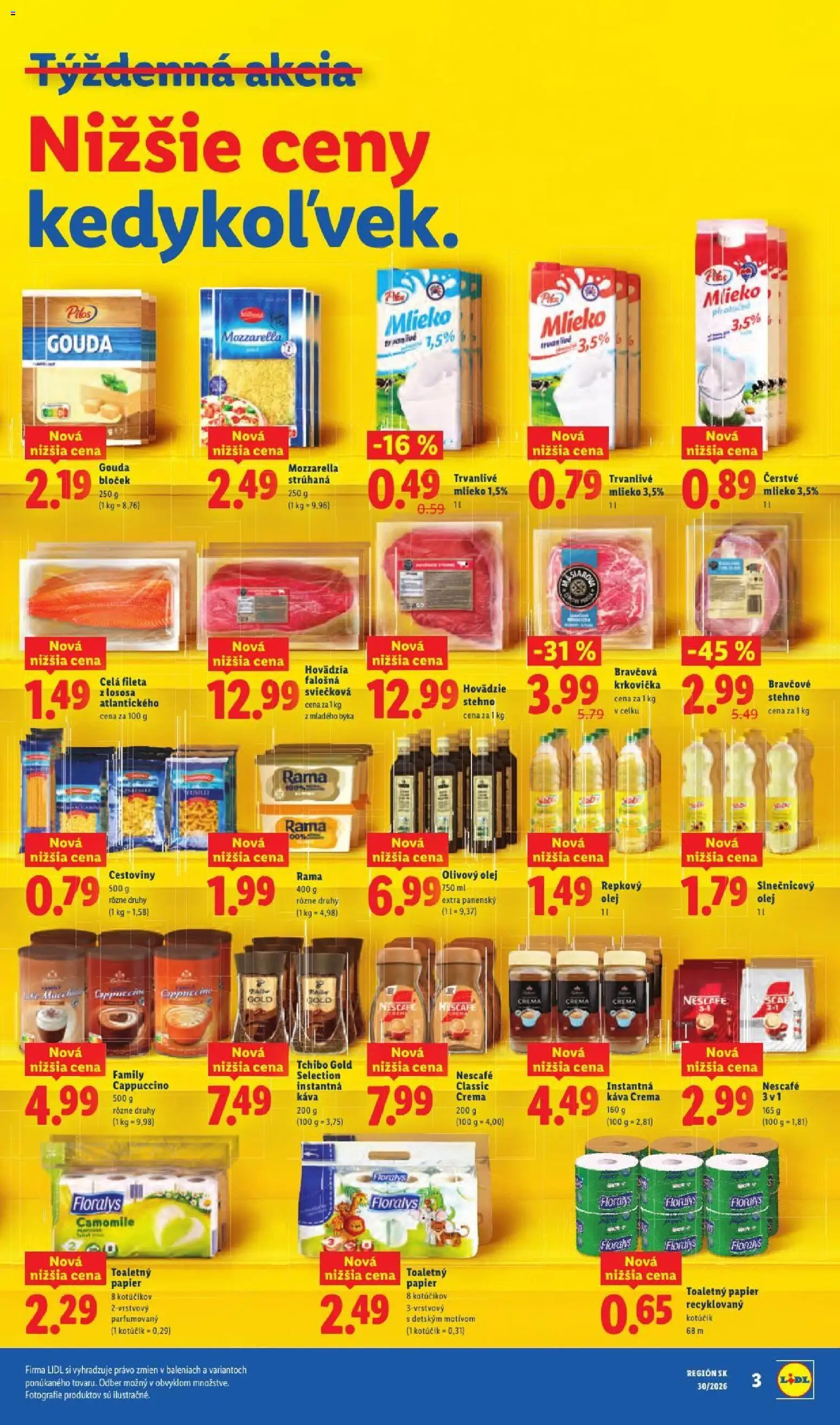 Nové Lidl akcie – leták je platný od 20.07.2026 | Strana: 5 | Produkty: Cestoviny, Repkový olej, Toaletný papier, Krkovička