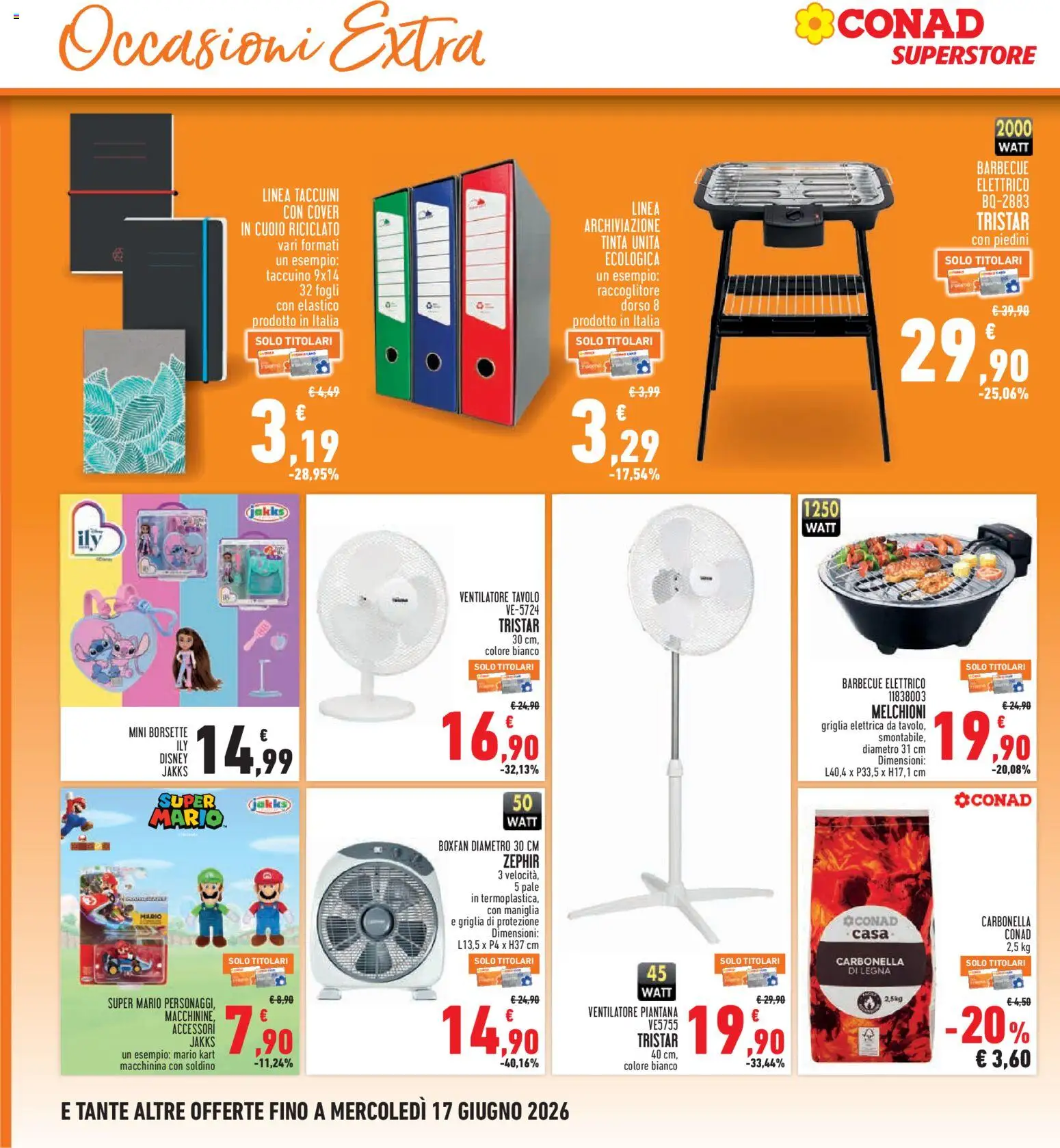 Volantino Conad del 04.06.2026 | Pagina: 30 | Prodotti: Ventilatore, Barbecue, Borsetta, Tavolo