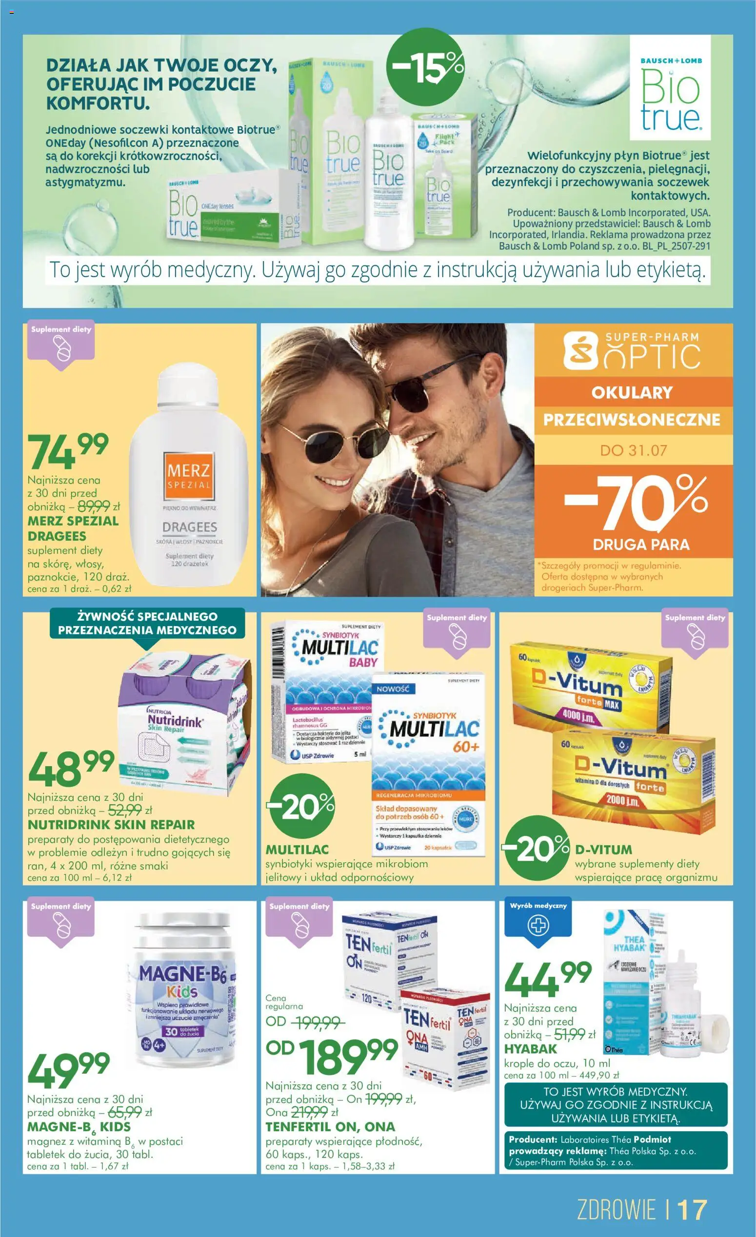 Super-pharm gazetka od 16.07.2026 | Strona: 17 | Produkty: Żywność, Okulary, Nutridrink, Soczewki kontaktowe