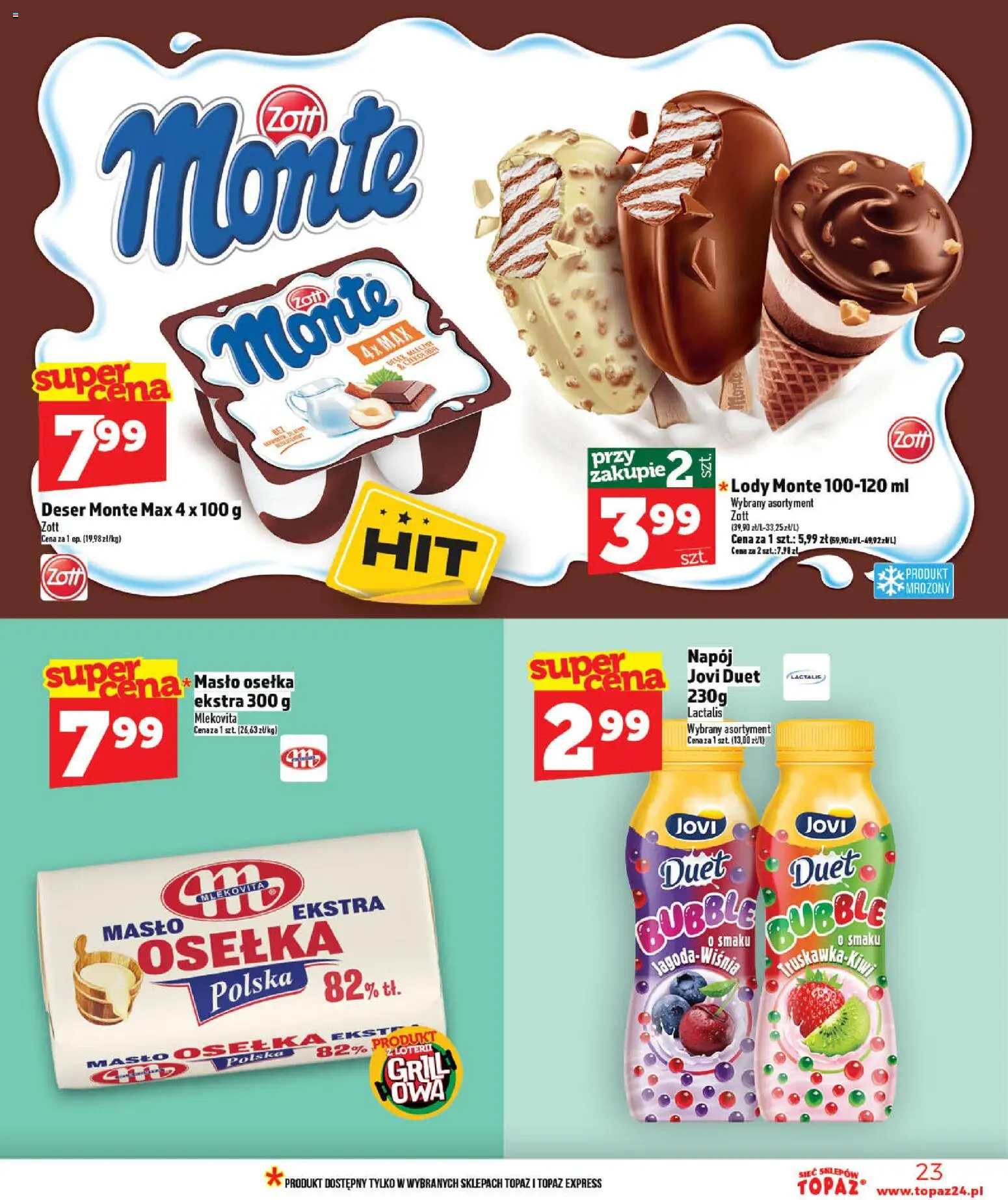 Topaz gazetka - MAZ od 07.05.2026 | Strona: 23 | Produkty: Osełka, Masło, Lody