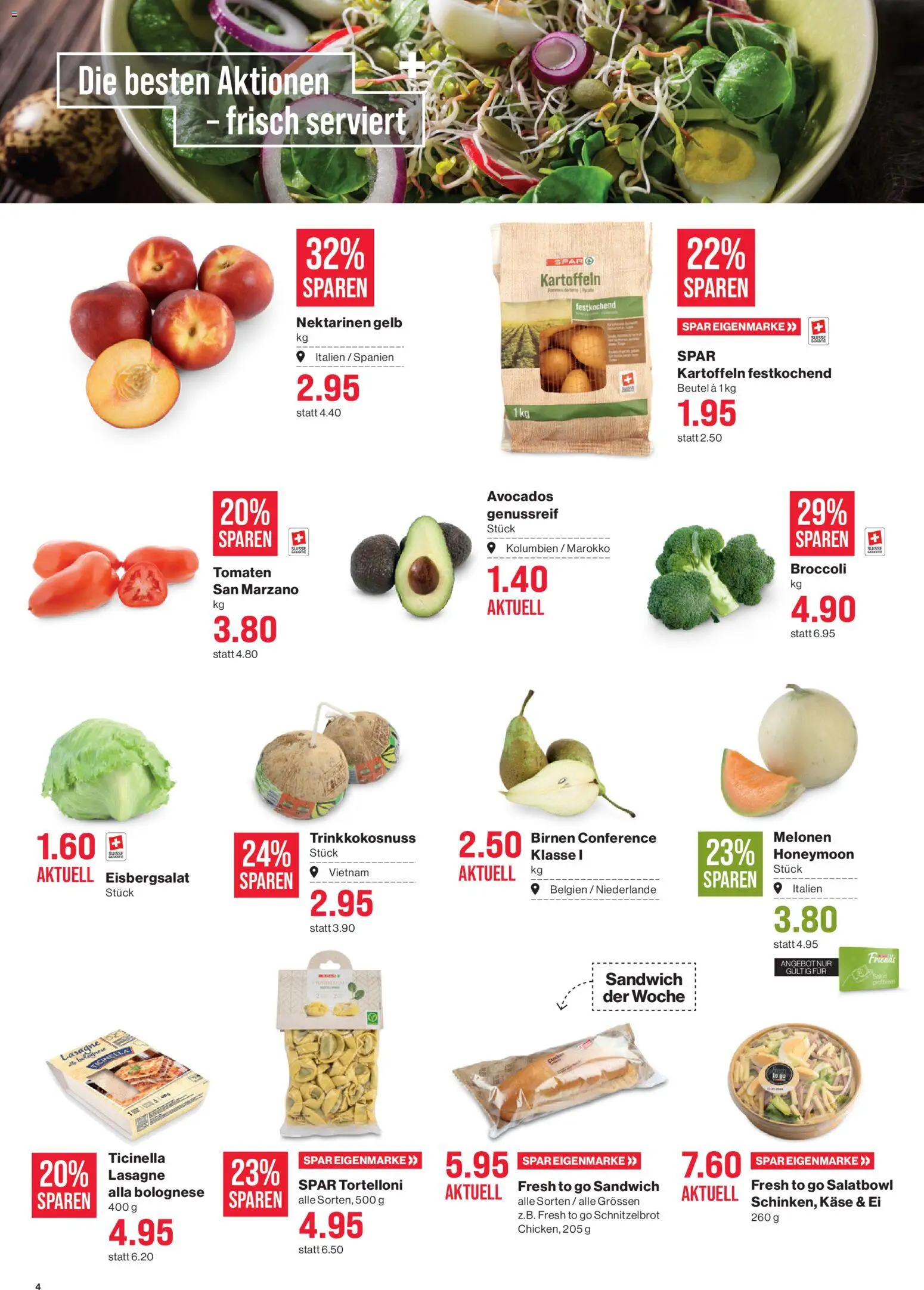 SPAR aktionen – gültig ab 11.06.2026 | Seite: 4 | Produkte: Nektarinen, Käse, Tomaten, Kartoffeln