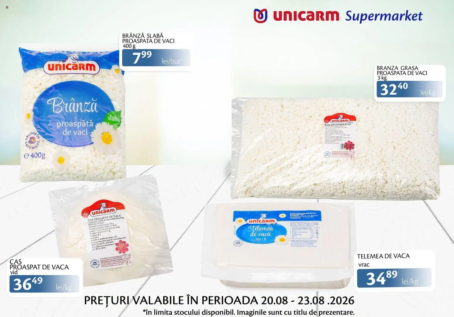 Noul catalog Unicarm – valabil de la 20.08.2026 | Pagină: 4 | Produse: Lapte, Brânză, Tip
