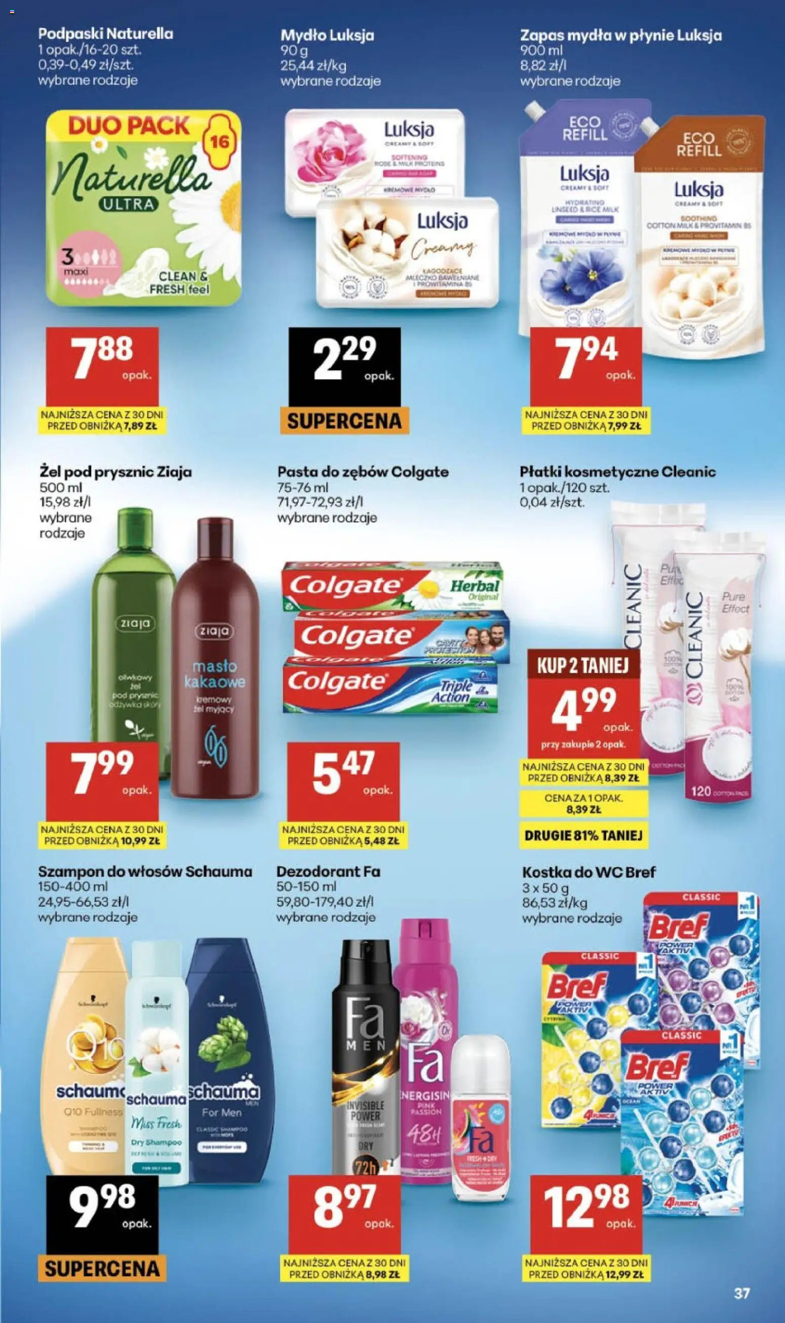 Delikatesy Centrum gazetka od 03.09.2026 | Strona: 37 | Produkty: Szampon do włosów, Podpaski, Pasta, Mydło
