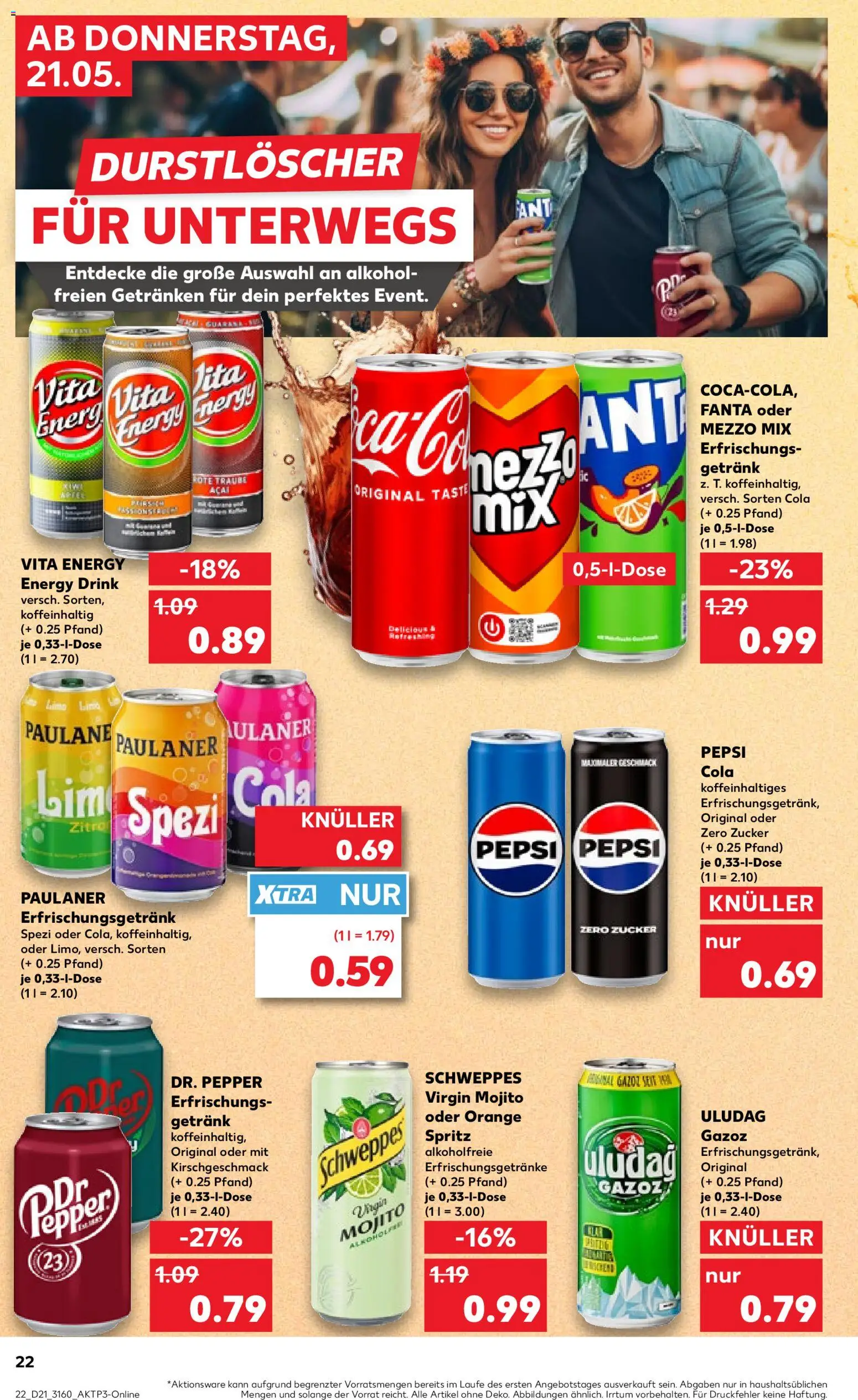 Kaufland Prospekt – gültig ab 21.05.2026 | Seite: 22 | Produkte: Mezzo mix, Cola, Zucker, Oder mezzo mix