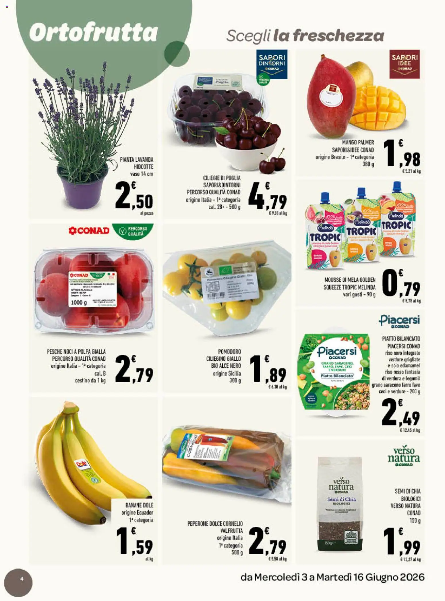 Volantino Conad del 03.06.2026 | Pagina: 4 | Prodotti: Riso, Ceci, Verdure, Mango
