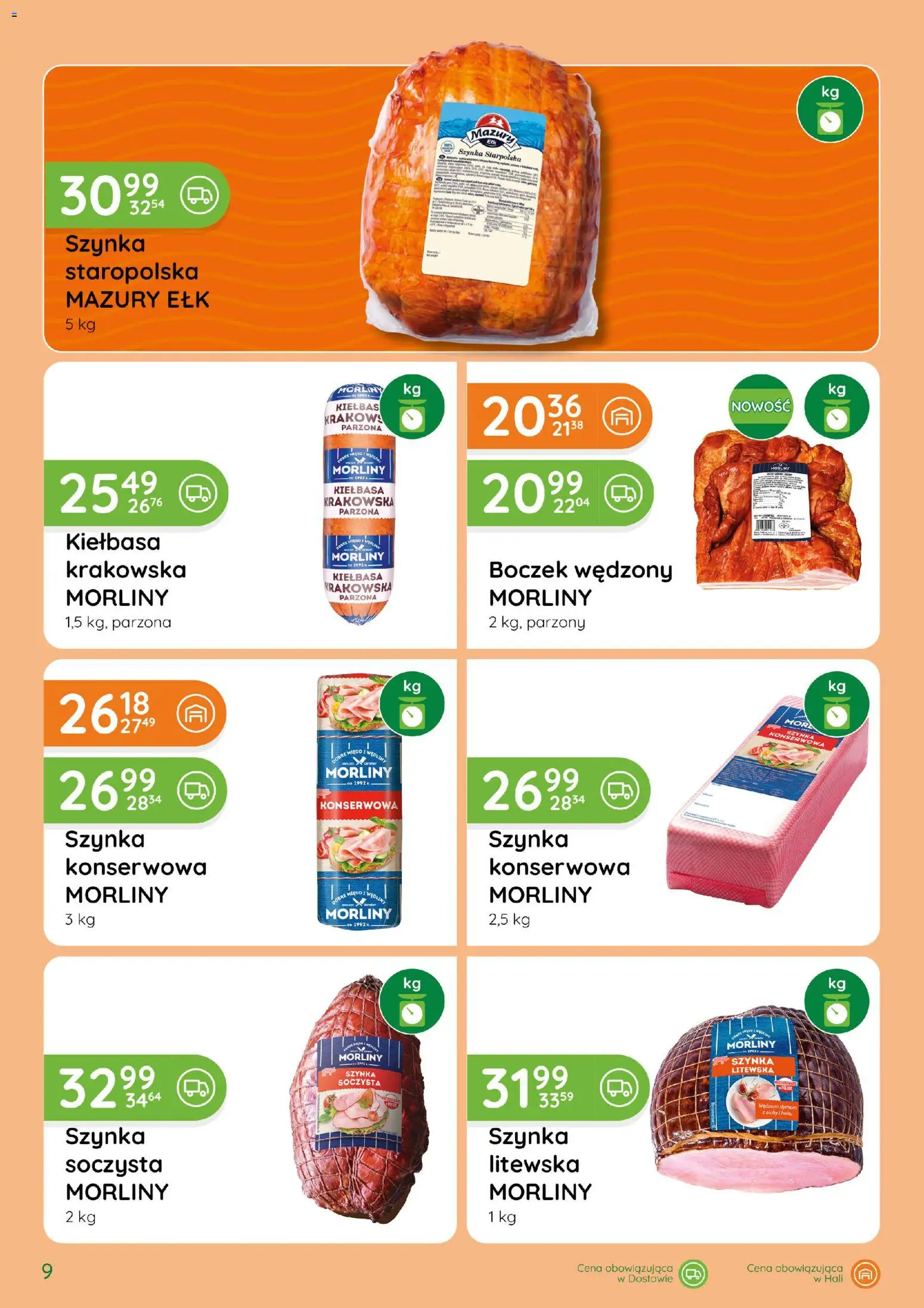 Eurocash gazetka - Katalog Wędlin od 01.10.2026 | Strona: 9 | Produkty: Kiełbasa, Kiełbasa Morliny, Kiełbasa krakowska, Boczek