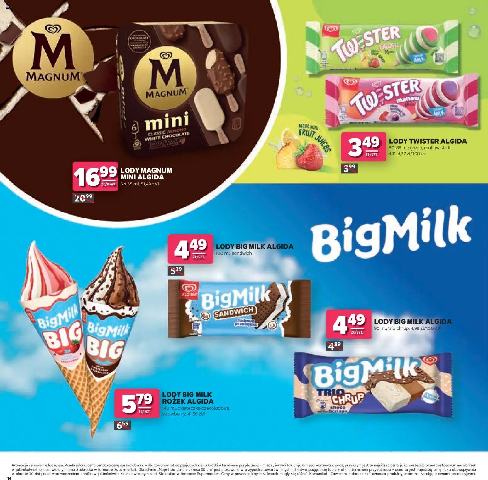 Stokrotka gazetka - Łap Okazje od 02.07.2026 | Strona: 14 | Produkty: Stokrotka, Sandwich, Lody Magnum, Lody