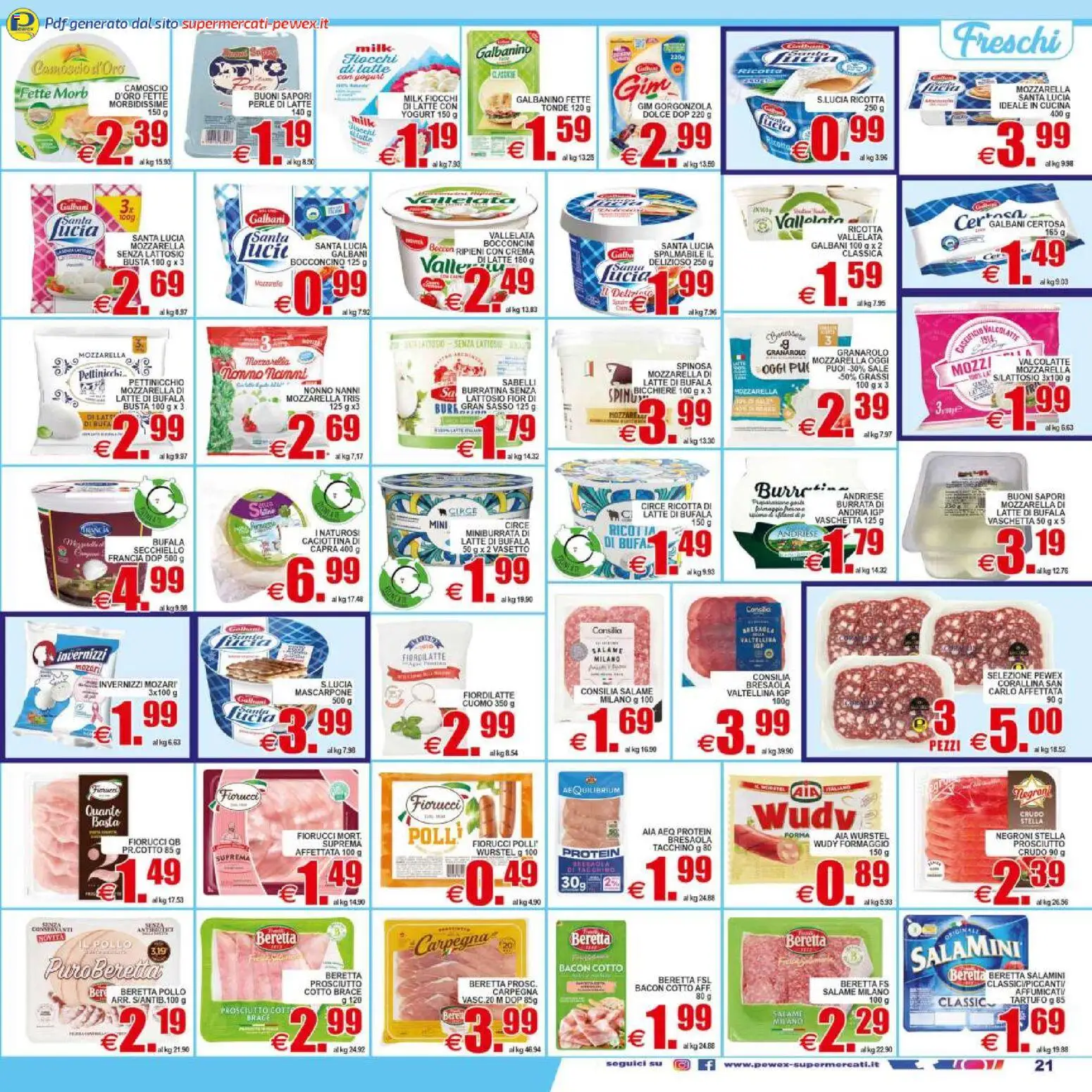 Volantino Pewex del 29.04.2026 | Pagina: 21 | Prodotti: Salame, Bresaola, Tacchino, Gorgonzola