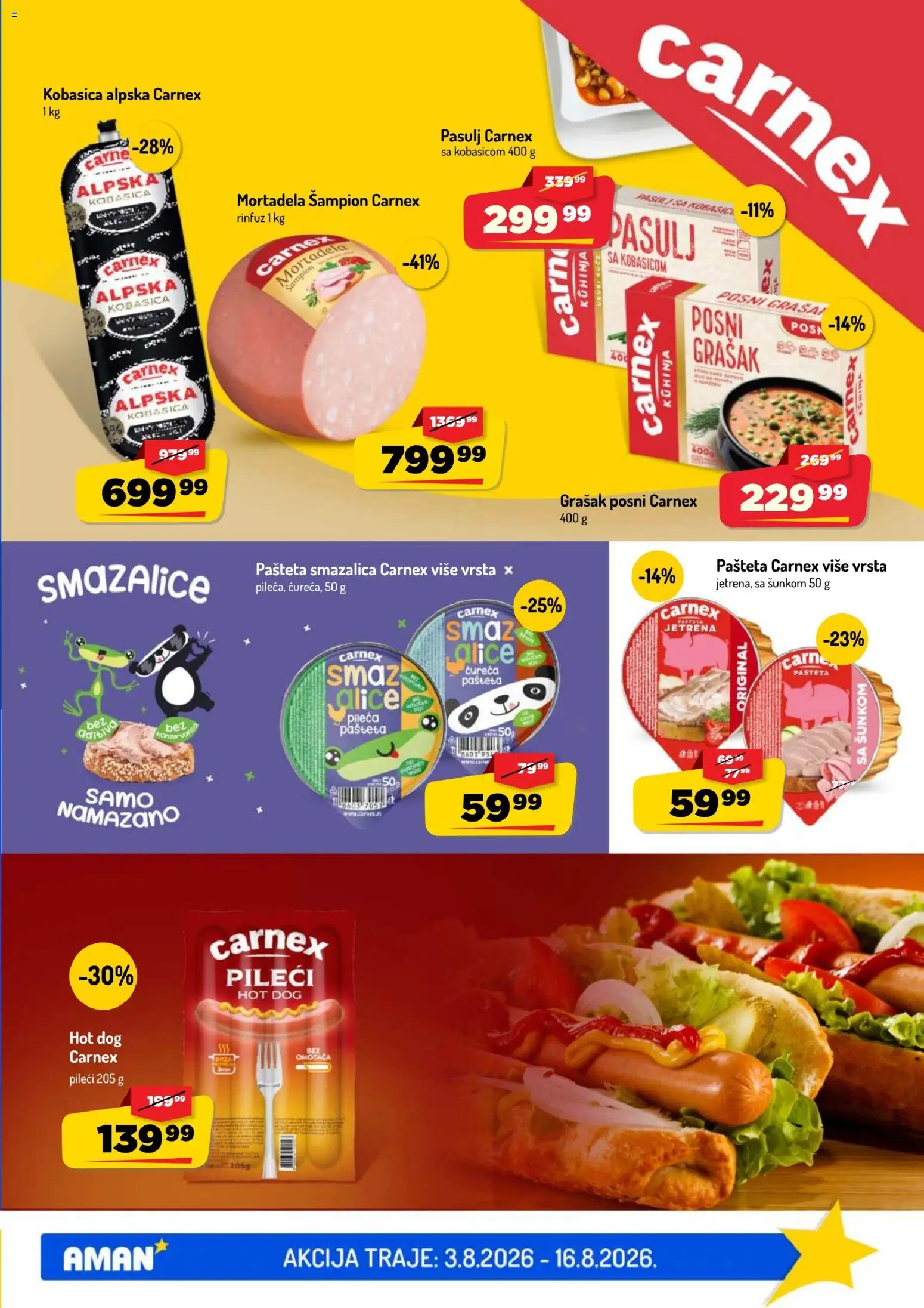 Aman katalog - važi od 03.08.2026 | Strana: 3 | Proizvode: Pasulj, Kuhinja, Hot dog, Pašteta