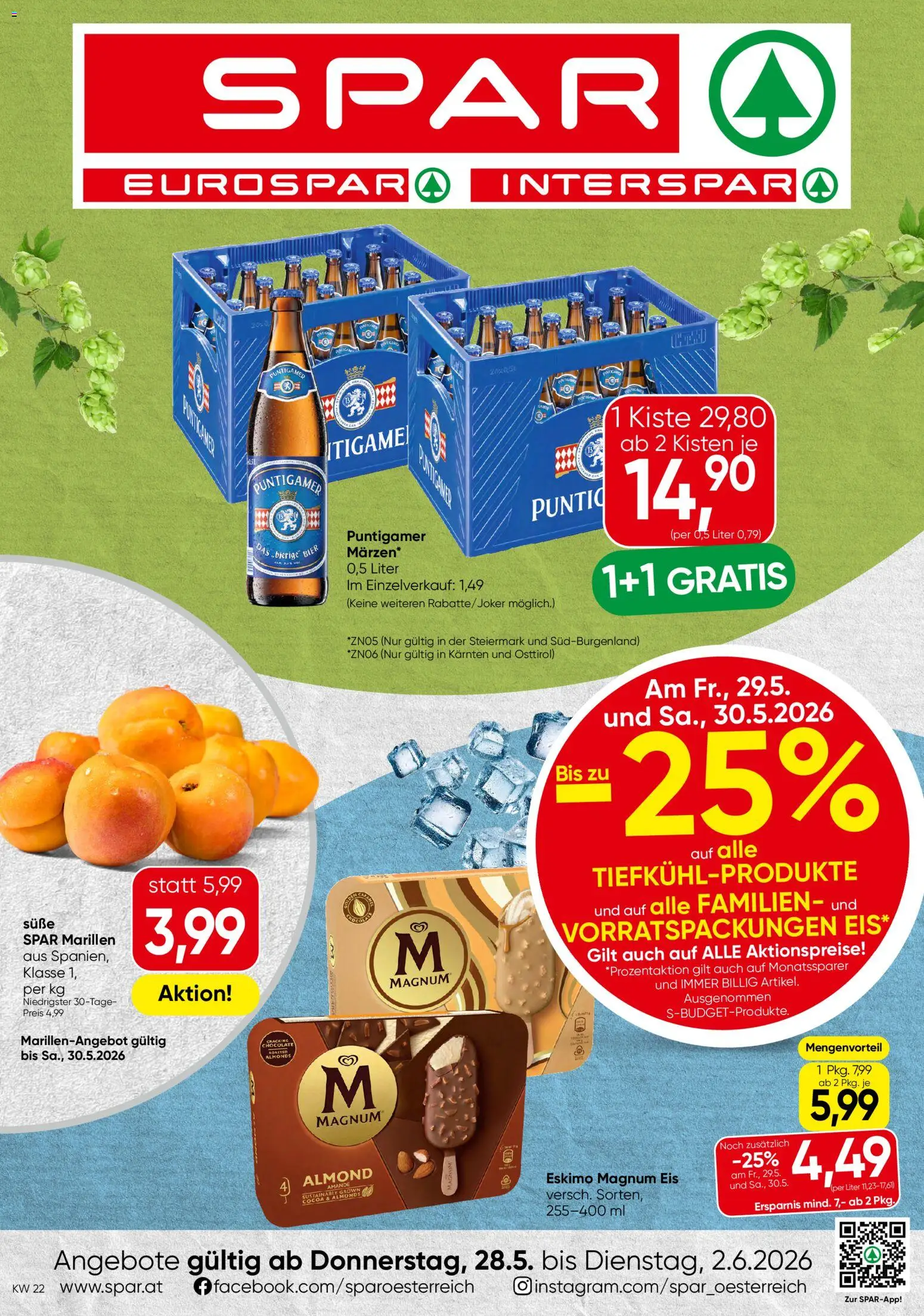 Spar Flugblatt - Steiermark gültig ab 28.05.2026 | Seite: 1 | Produkte: Eis, Bier