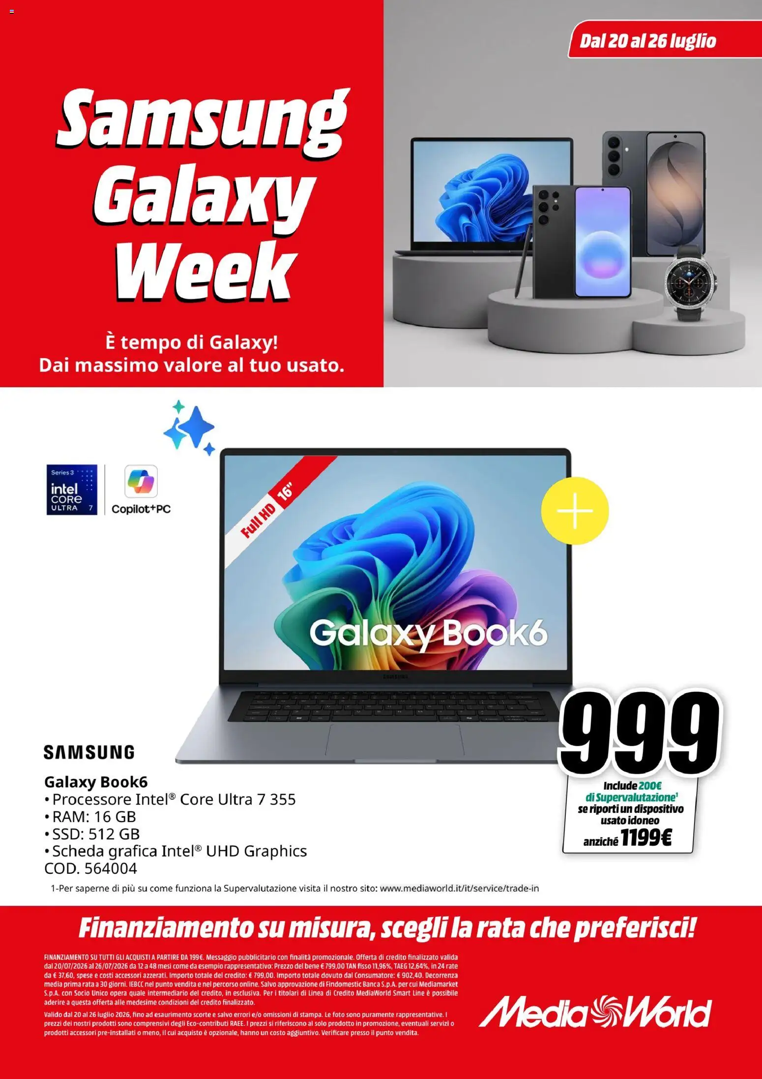 Volantino Media World del 20/07/2026 | Pagina: 6 | Prodotti: Samsung Galaxy, Samsung